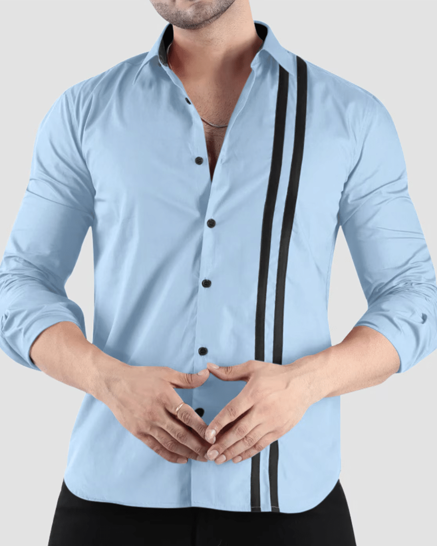     			VERTUSY Cotton Blend Regular Fit Striped Full Sleeves Men's Casual Shirt - Light Blue ( Pack of 1 )