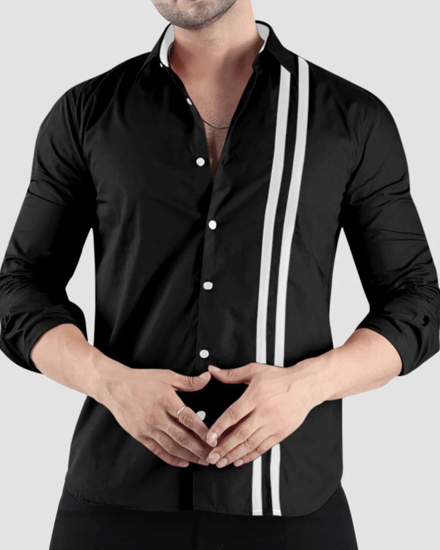     			VERTUSY Cotton Blend Regular Fit Striped Full Sleeves Men's Casual Shirt - Black ( Pack of 1 )