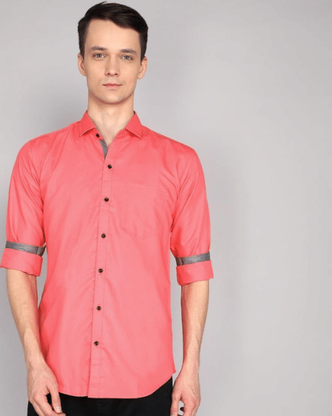 VERTUSY Cotton Blend Regular Fit Solids Full Sleeves Men's Casual Shirt - Pink ( Pack of 1 ) VERTUSY Cotton Blend Regular Fit Solids Full Sleeves Men's Casual Shirt - Pink ( Pack of 1 )