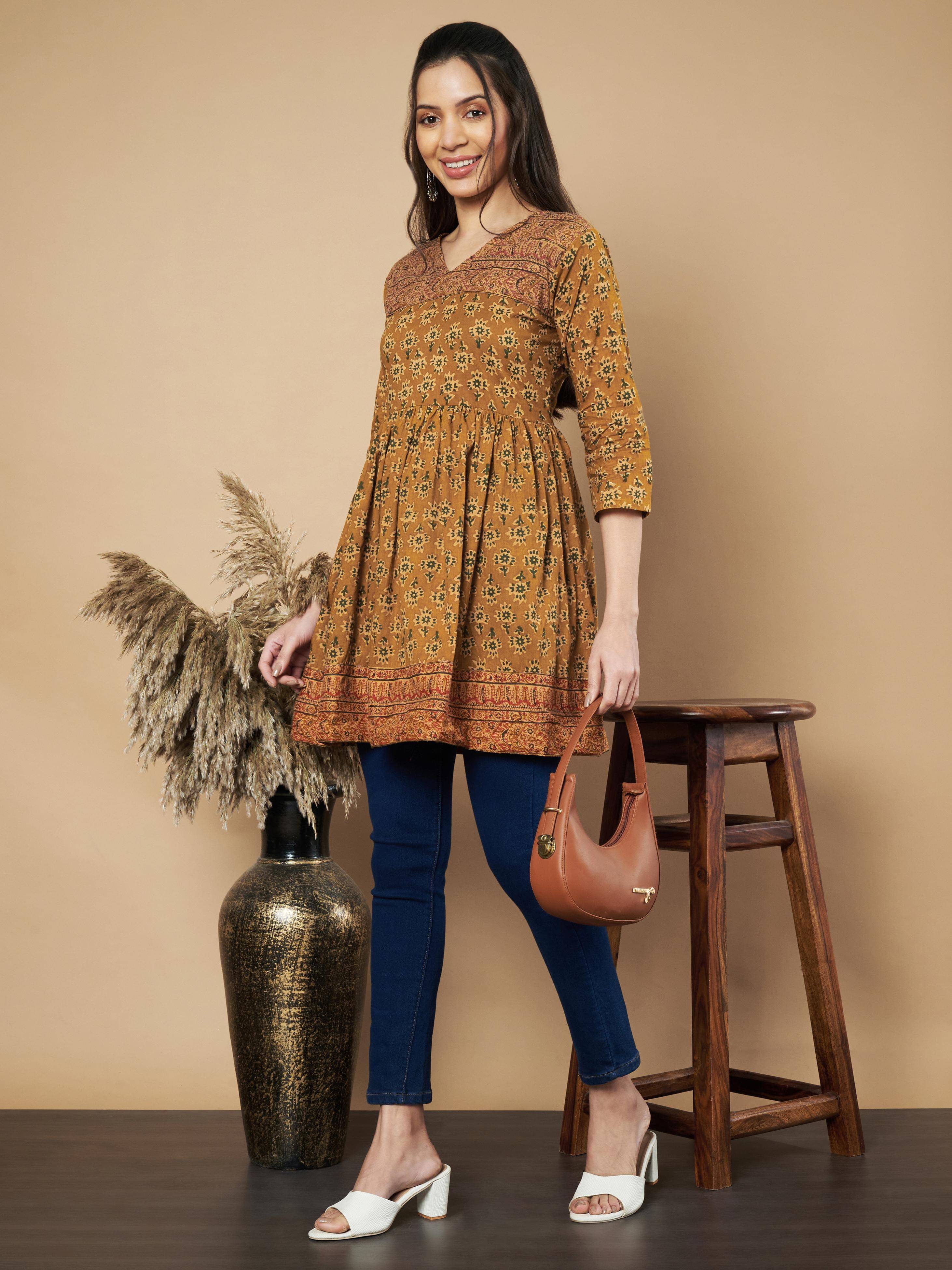 Vbuyz Women's Cotton Regular Top ( Mustard ) Vbuyz Women's Cotton Regular Top ( Mustard )