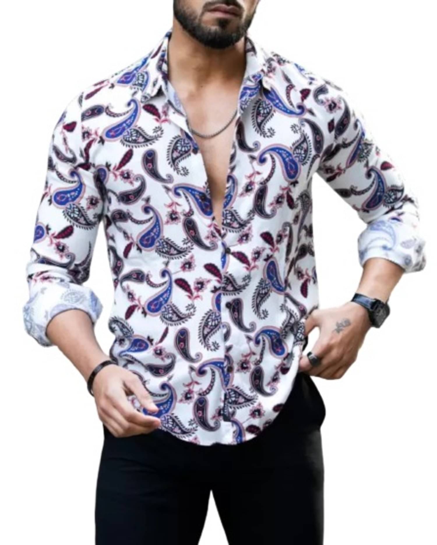     			bluecorp enterprise Polyester Regular Fit Printed Full Sleeves Men's Casual Shirt - White ( Pack of 1 )