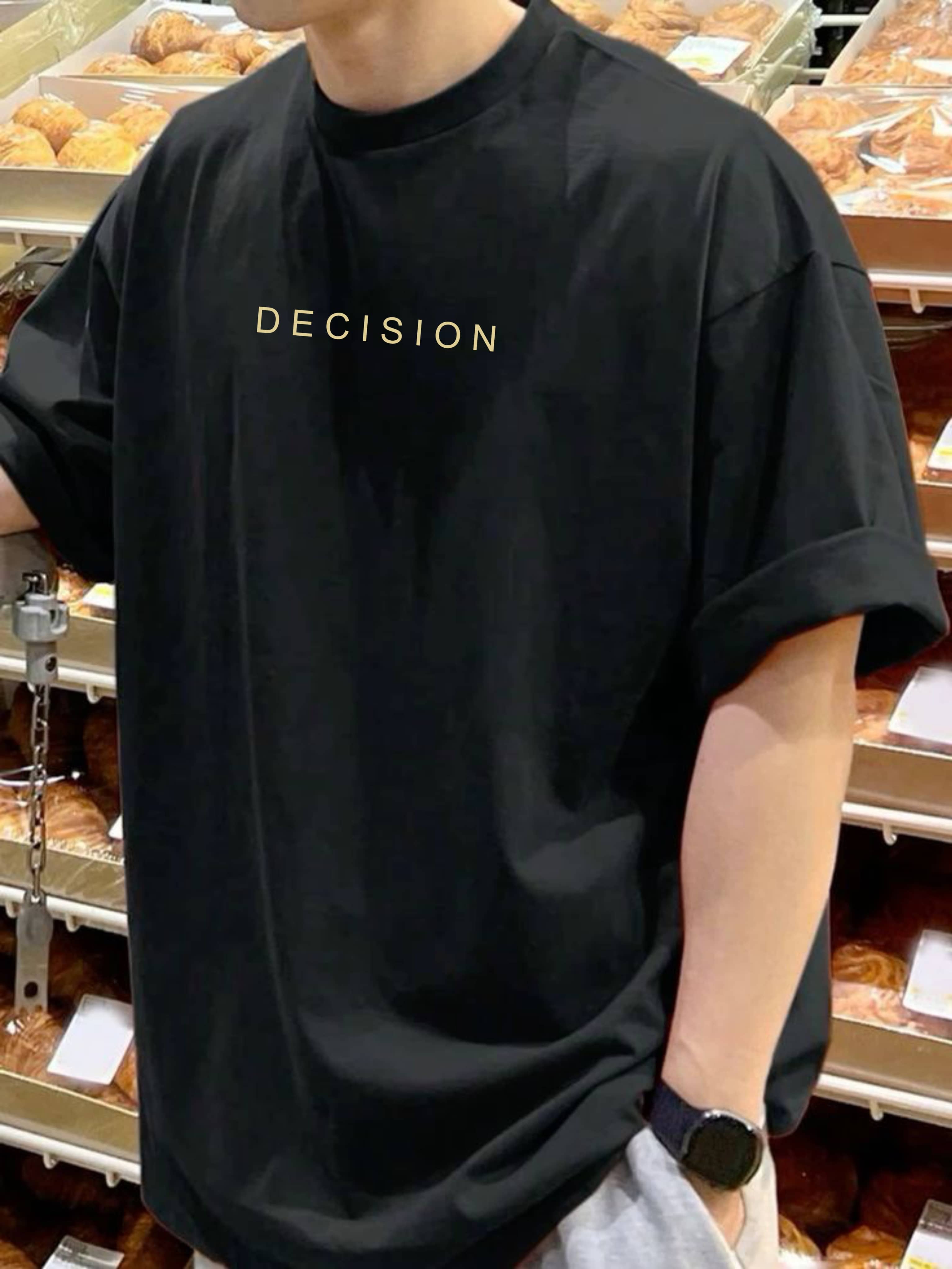 ekadravin Cotton Oversized Fit Printed Half Sleeves Men's Round T-Shirt - Black ( Pack of 1 )