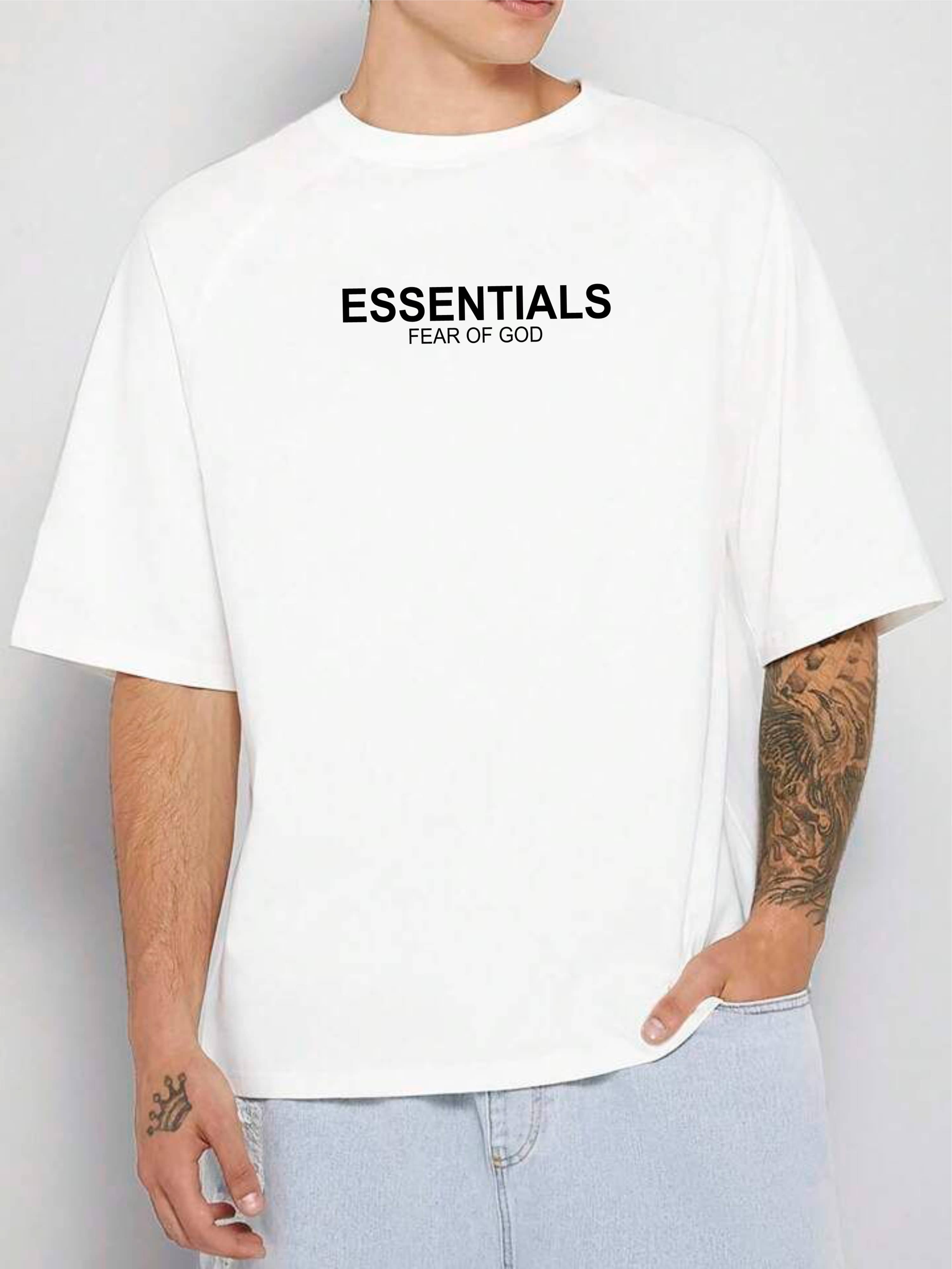 ekadravin Cotton Oversized Fit Printed Half Sleeves Men's Round T-Shirt - White ( Pack of 1 )