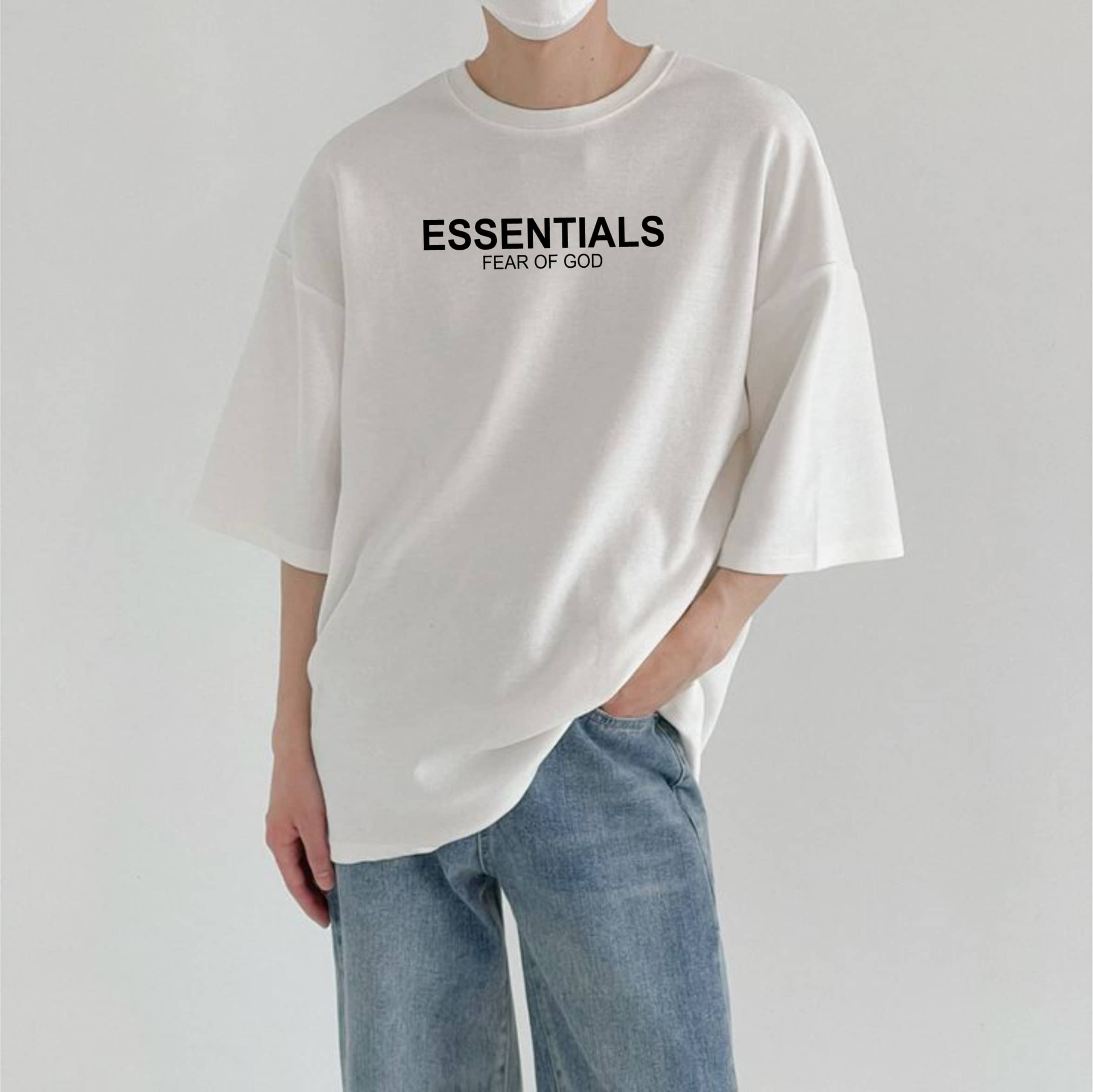 ekadravin Cotton Oversized Fit Printed 3/4th Sleeves Men's Round T-Shirt - White ( Pack of 1 )