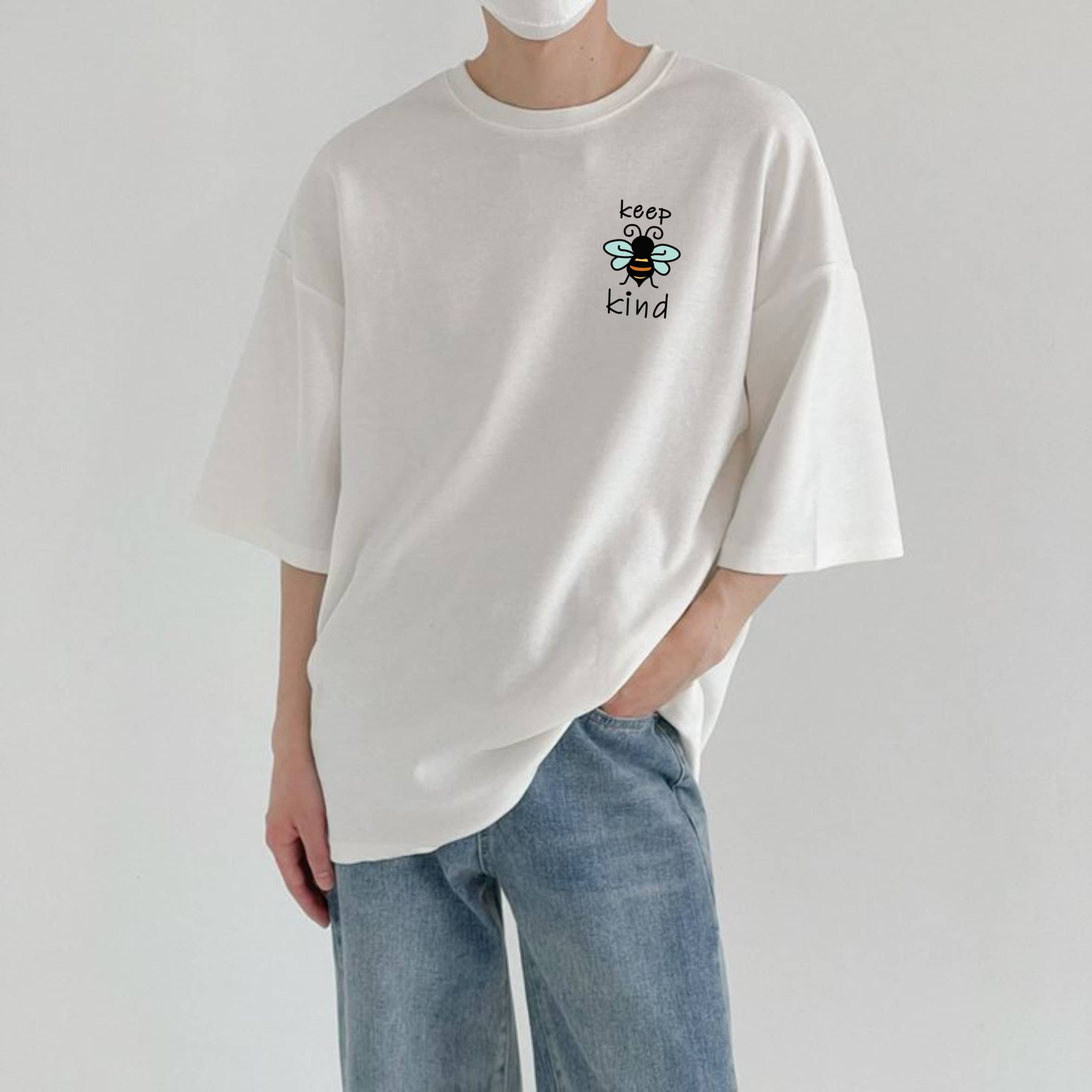 ekadravin Cotton Oversized Fit Printed 3/4th Sleeves Men's Round T-Shirt - White ( Pack of 1 )