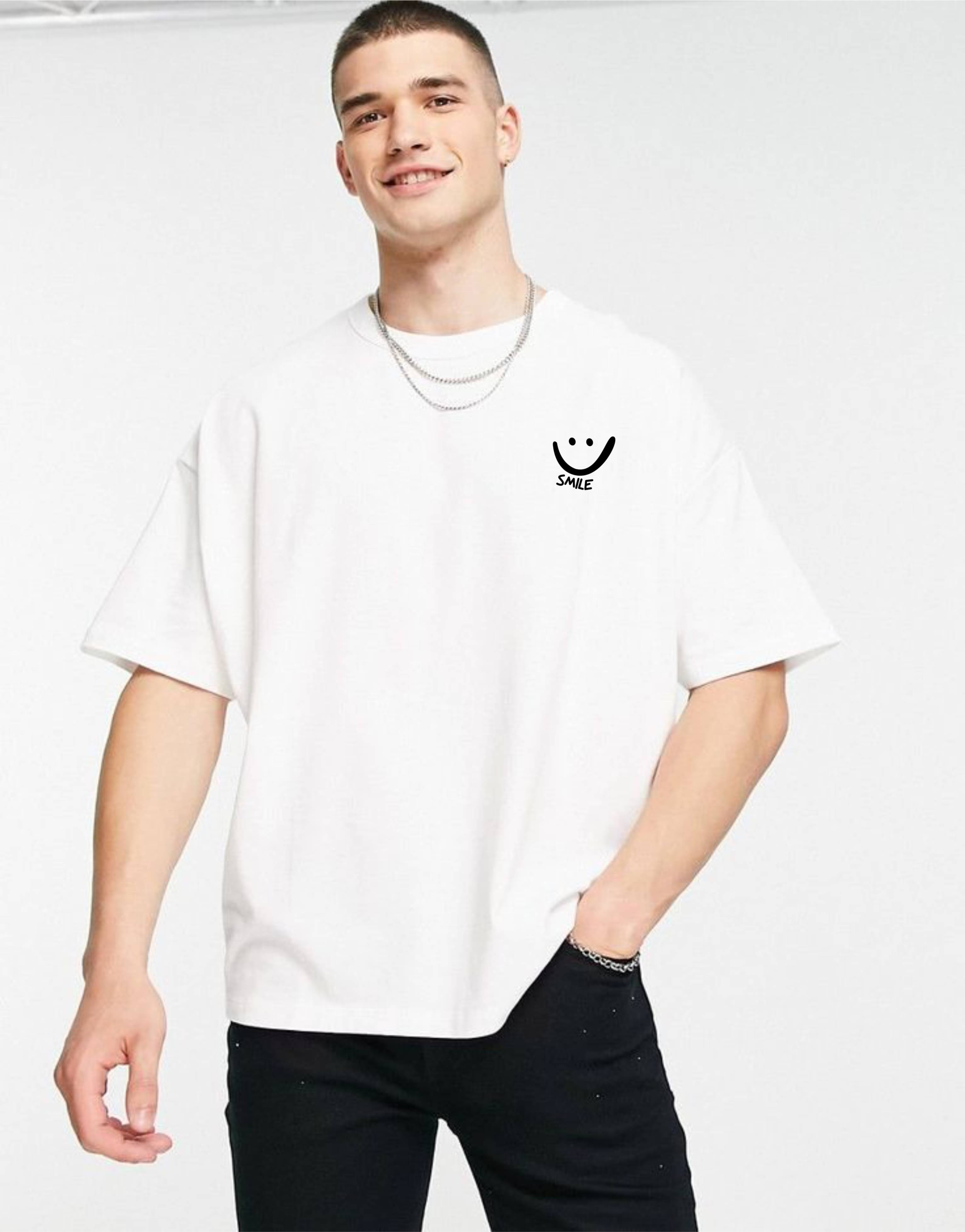     			ekadravin Cotton Oversized Fit Solid Half Sleeves Men's Round T-Shirt - White ( Pack of 1 )