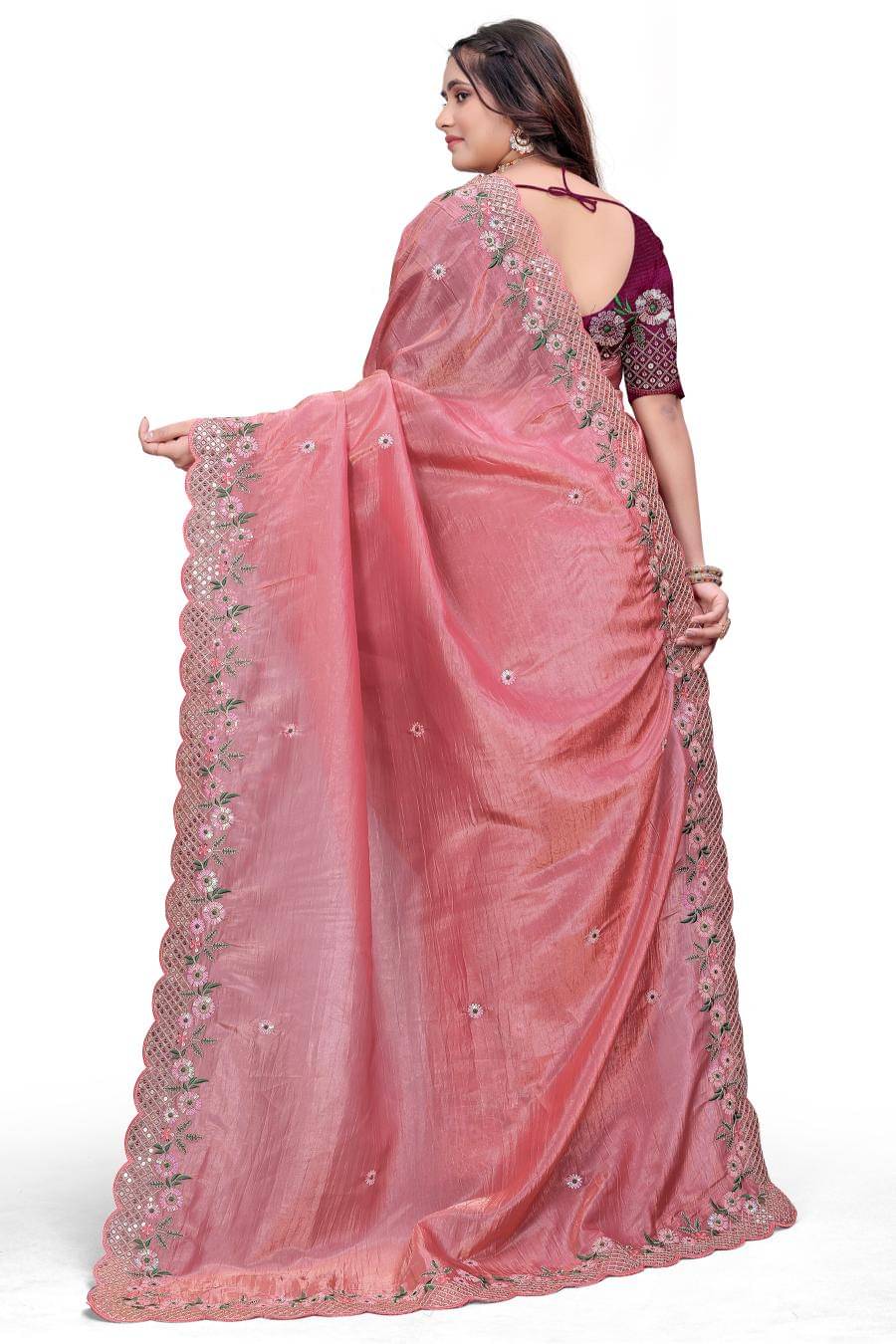     			fvd Art Silk Embroidered Saree With Unstitched Blouse Piece ( Peach )