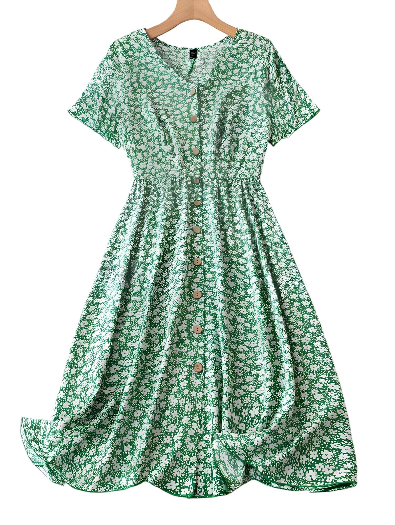     			gufrina Women Rayon Printed Fit & Flare Dress ( Green )