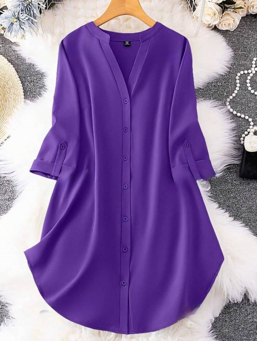     			gufrina Women Rayon Solid Shirt Dress ( Purple )