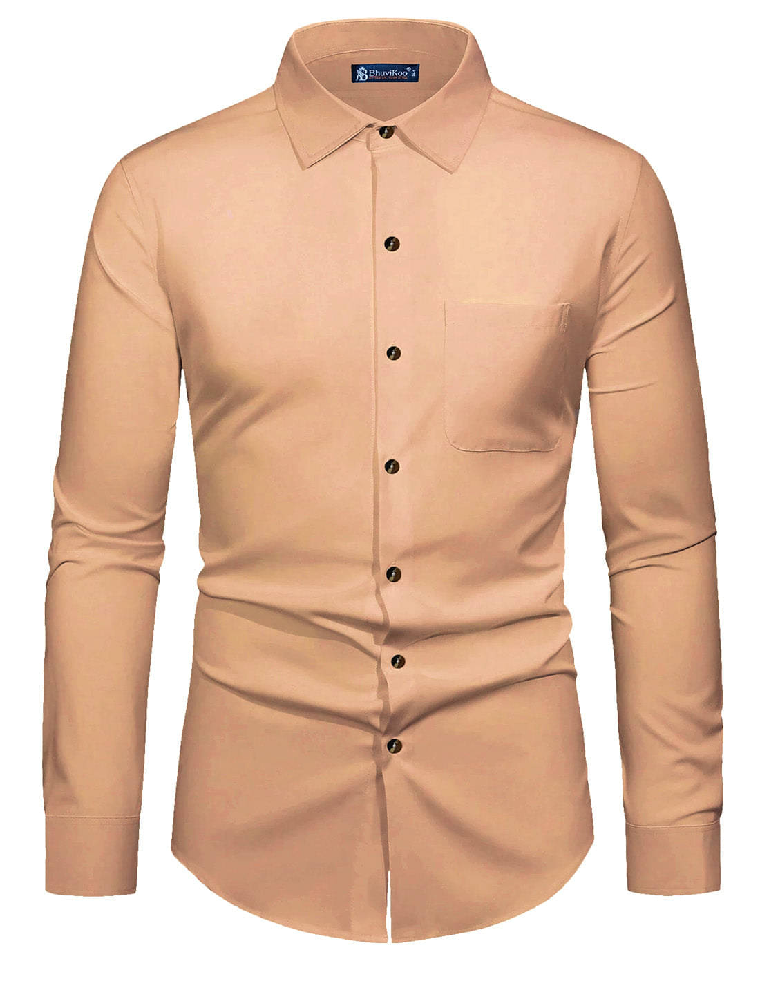     			BHUVIKOO 100% Cotton Slim Fit Solids Full Sleeves Men's Casual Shirt - Orange ( Pack of 1 )