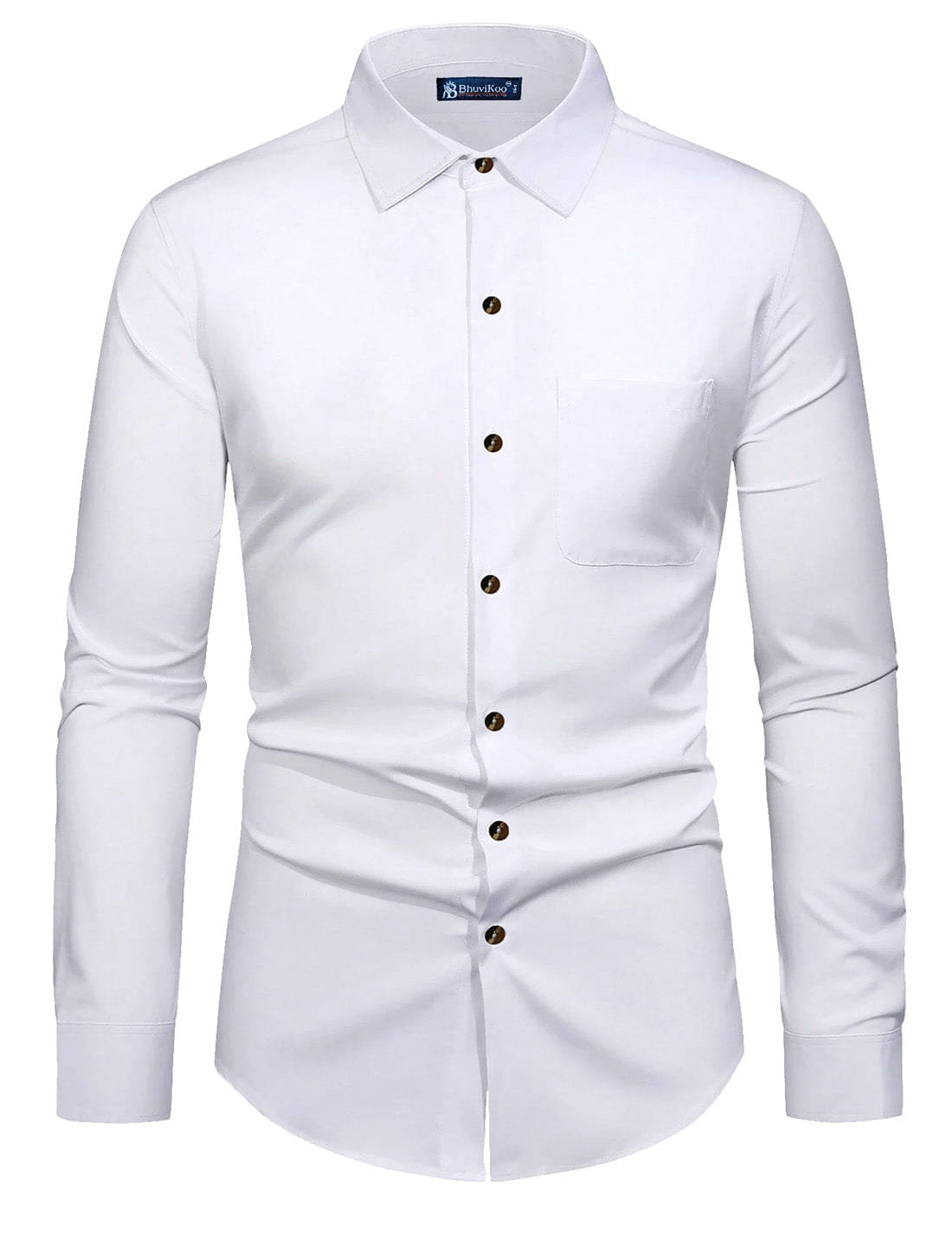 BHUVIKOO 100% Cotton Slim Fit Solids Full Sleeves Men's Casual Shirt - White ( Pack of 1 ) BHUVIKOO 100% Cotton Slim Fit Solids Full Sleeves Men's Casual Shirt - White ( Pack of 1 )
