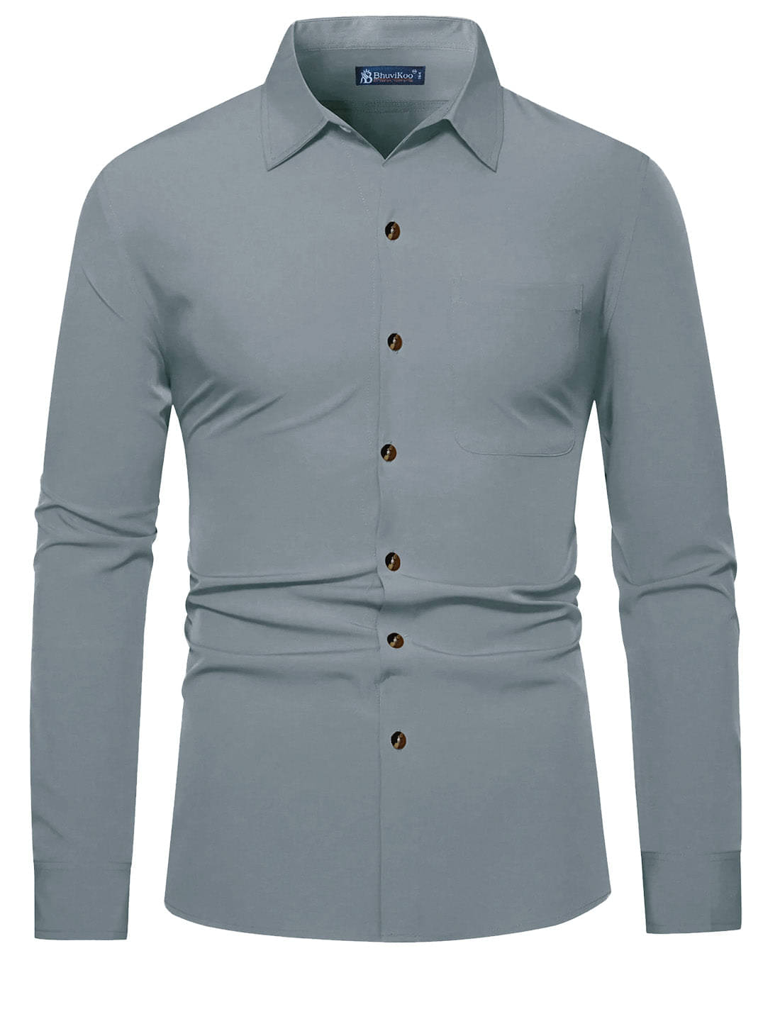 BHUVIKOO 100% Cotton Slim Fit Solids Full Sleeves Men's Casual Shirt - Grey ( Pack of 1 ) BHUVIKOO 100% Cotton Slim Fit Solids Full Sleeves Men's Casual Shirt - Grey ( Pack of 1 )