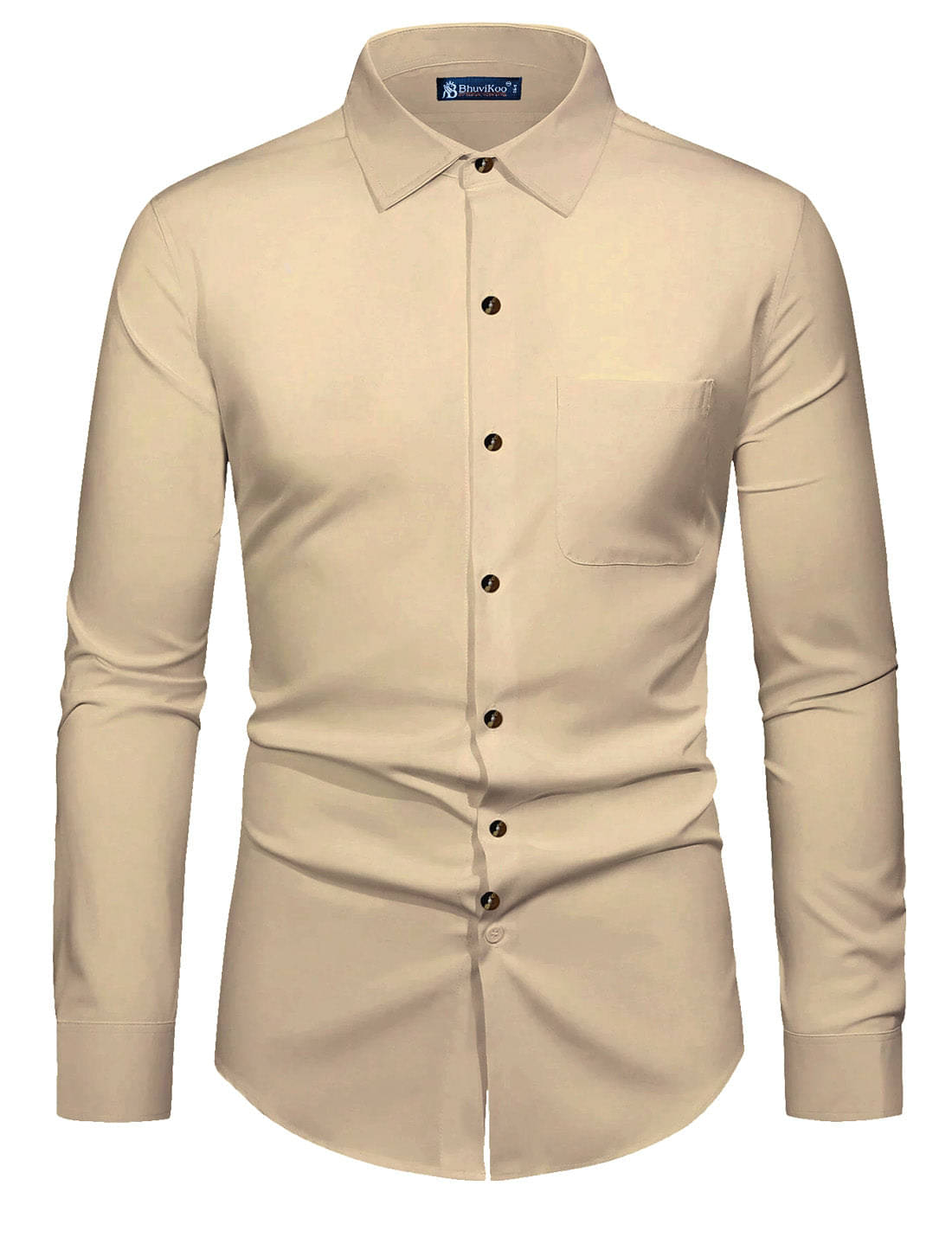 BHUVIKOO 100% Cotton Slim Fit Solids Full Sleeves Men's Casual Shirt - Beige ( Pack of 1 )     			BHUVIKOO 100% Cotton Slim Fit Solids Full Sleeves Men's Casual Shirt - Beige ( Pack of 1 )