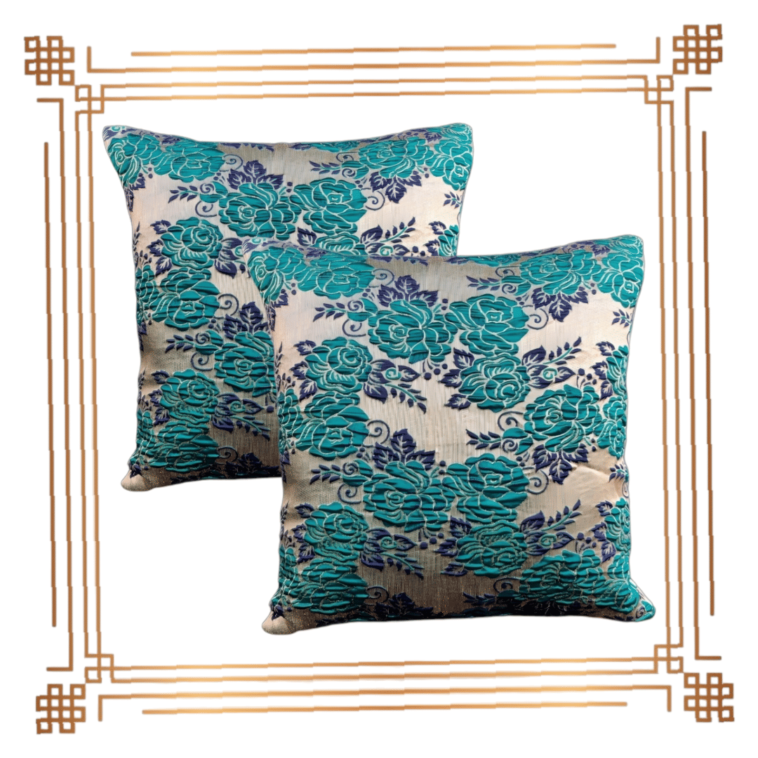 BMAP Set of 2 Jacquard Floral Square Cushion Cover (40X40)cm - Green BMAP Set of 2 Jacquard Floral Square Cushion Cover (40X40)cm - Green