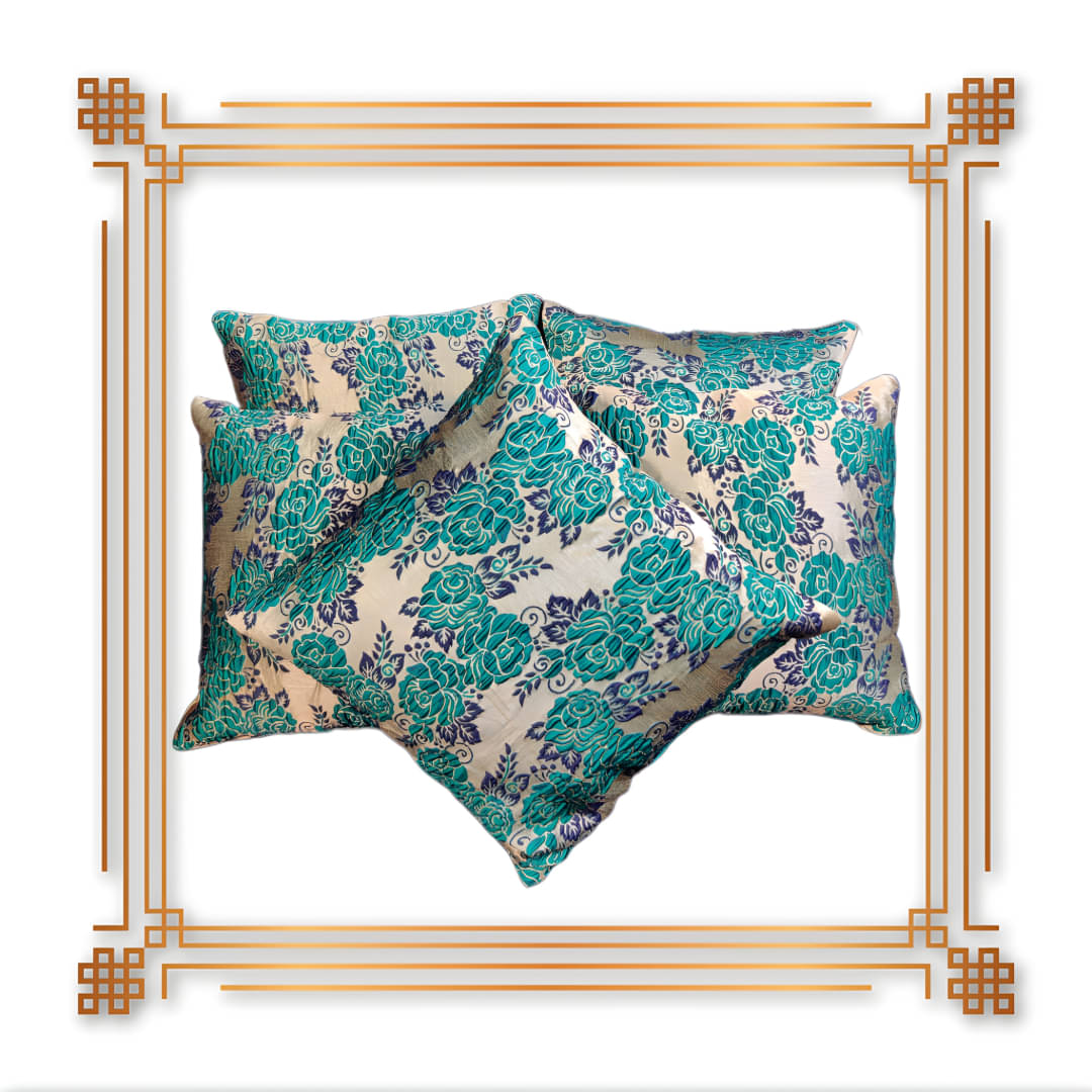     			BMAP Set of 5 Jacquard Floral Square Cushion Cover (40X40)cm - Green