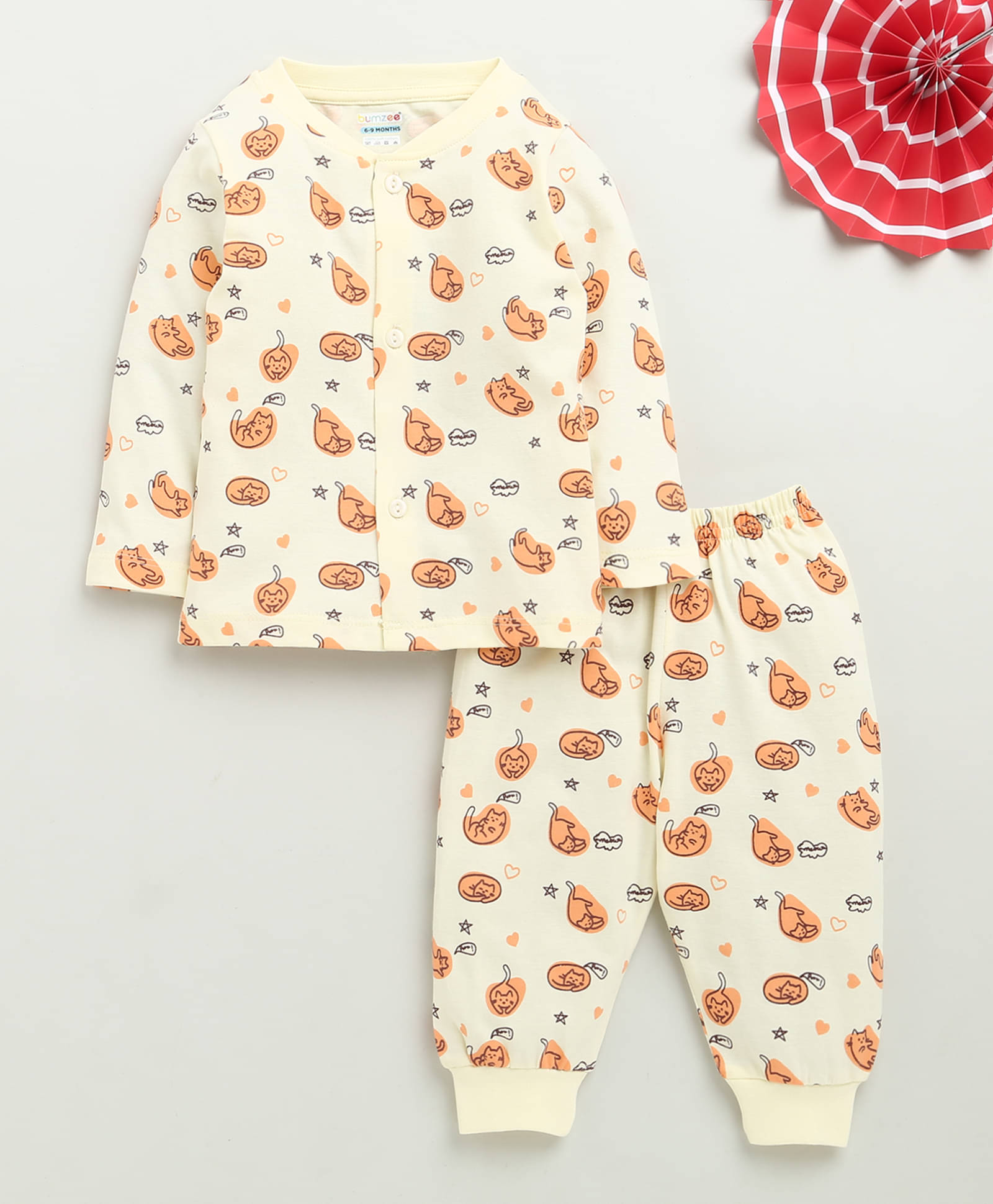     			BUMZEE Pack of 1 Baby Girls 100% Cotton Nightsuit ( Yellow )