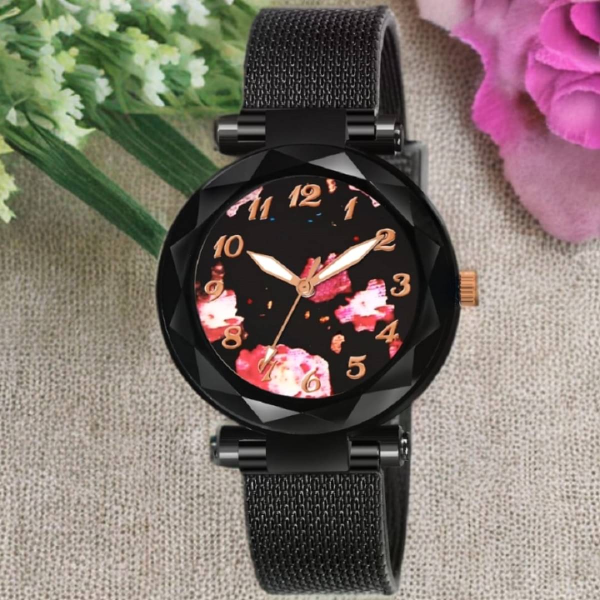     			Cosmic Black Resin Analog Womens Watch
