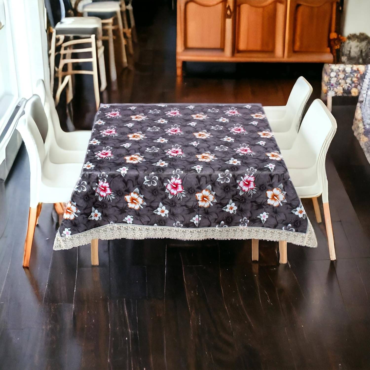 CreadCraft Printed PVC 4 Seater Rectangle Table Cover ( 105 x 102 ) cm Pack of 1 Multicolor CreadCraft Printed PVC 4 Seater Rectangle Table Cover ( 105 x 102 ) cm Pack of 1 Multicolor
