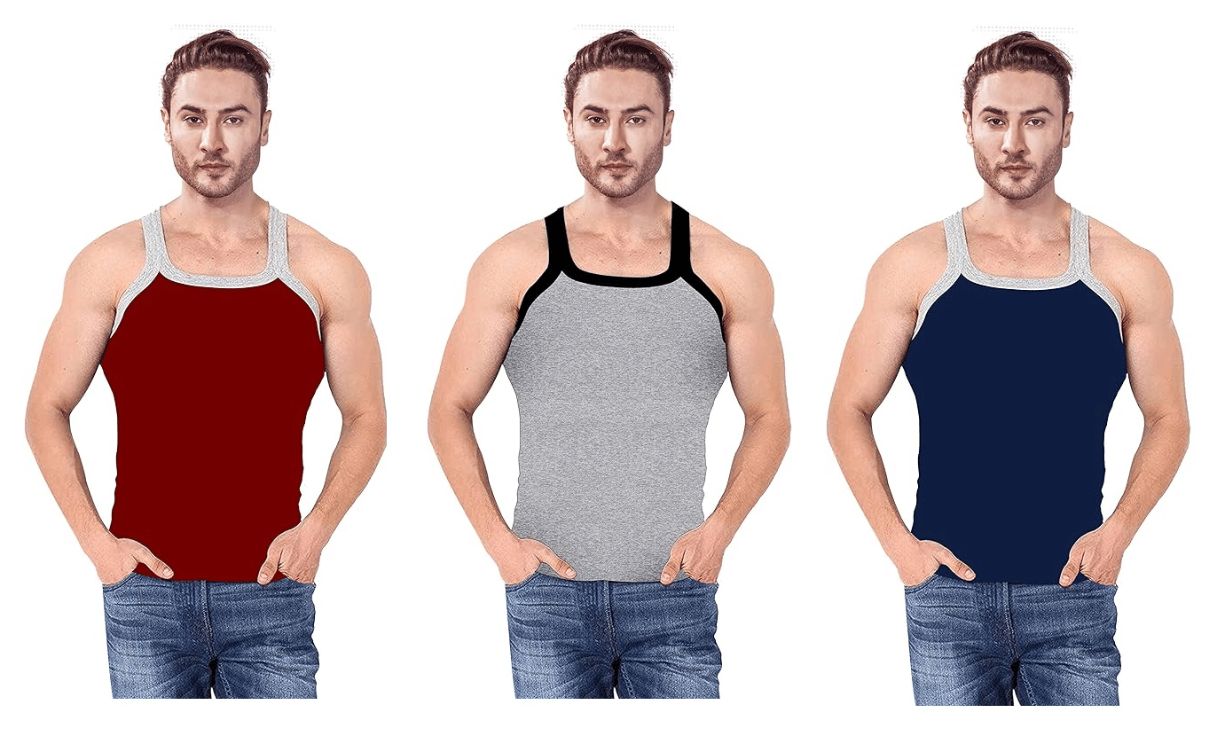 D1 DIFFERENT ONE Pack of 3 Cotton Basic Vest For Men ( Multicolor ) D1 DIFFERENT ONE Pack of 3 Cotton Basic Vest For Men ( Multicolor )