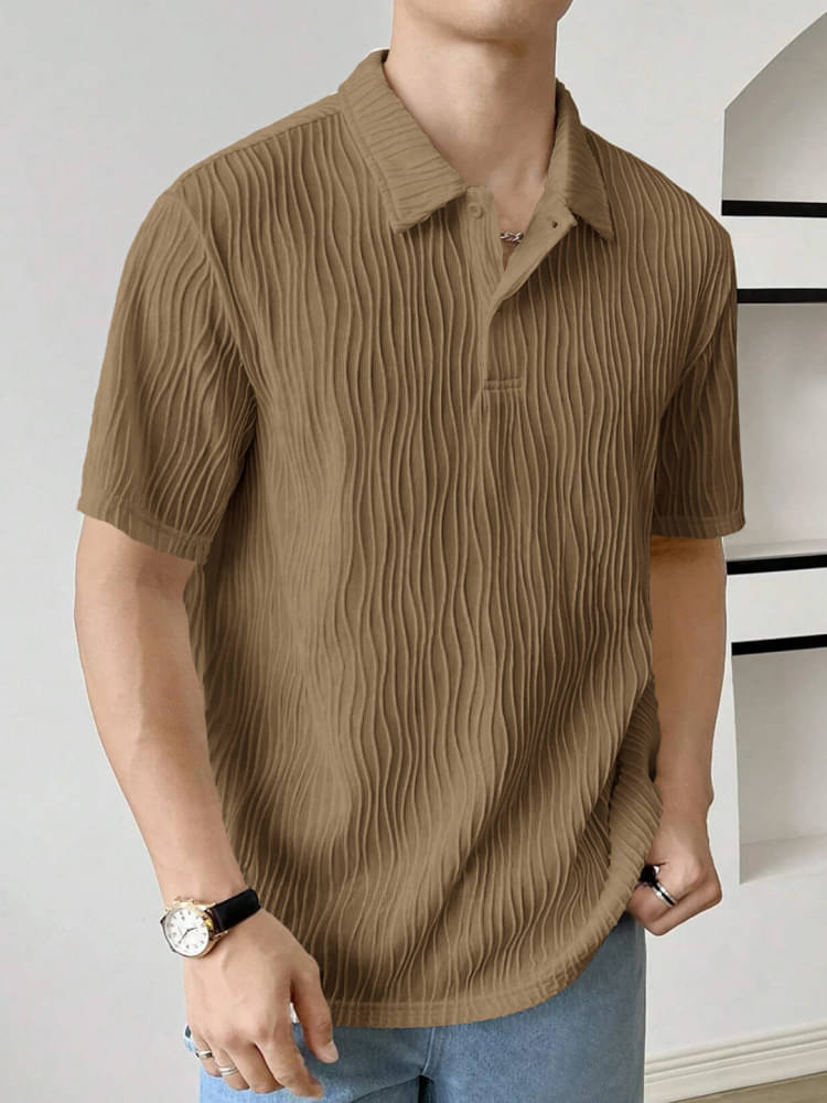 Eyebogler Pack of 1 Polyester Regular Fit Self Design Half Sleeves Men's Polo T Shirt ( Brown )     			Eyebogler Pack of 1 Polyester Regular Fit Self Design Half Sleeves Men's Polo T Shirt ( Brown )