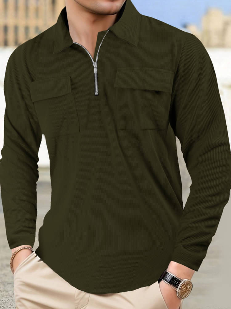     			Eyebogler Pack of 1 Polyester Regular Fit Striped Full Sleeves Men's Polo T Shirt ( Green )