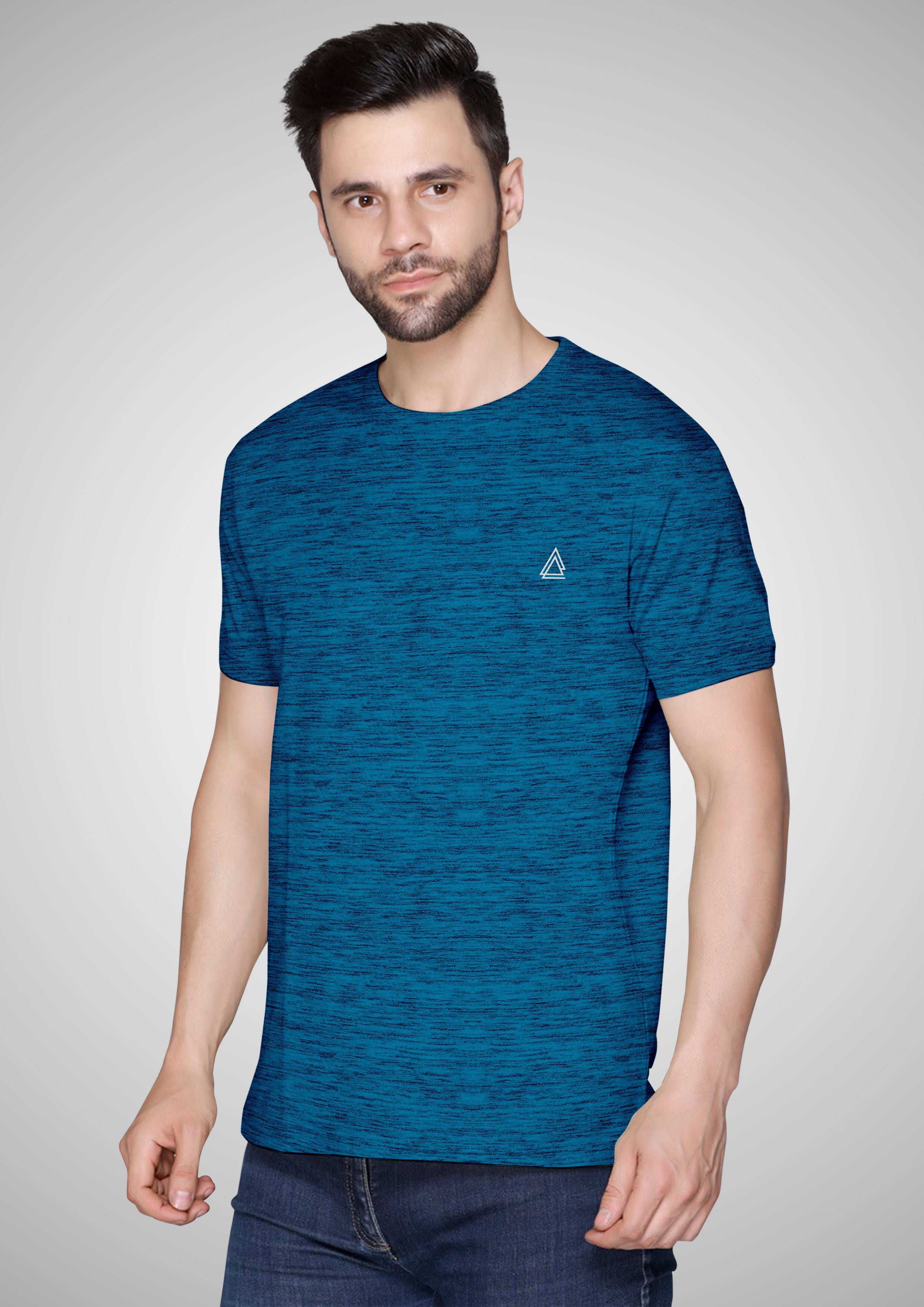     			FTX Polyester Regular Fit Self Design Half Sleeves Men's Round T-Shirt - Light Blue ( Pack of 1 )