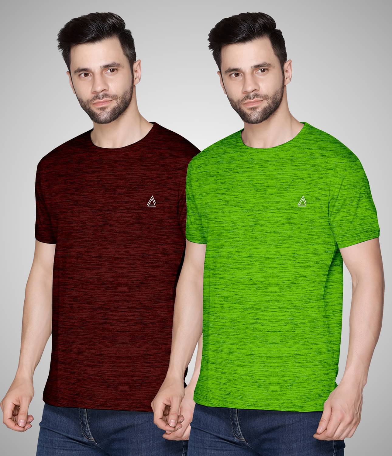     			FTX Polyester Regular Fit Self Design Half Sleeves Men's Round T-Shirt - Fluorescent Green ( Pack of 2 )