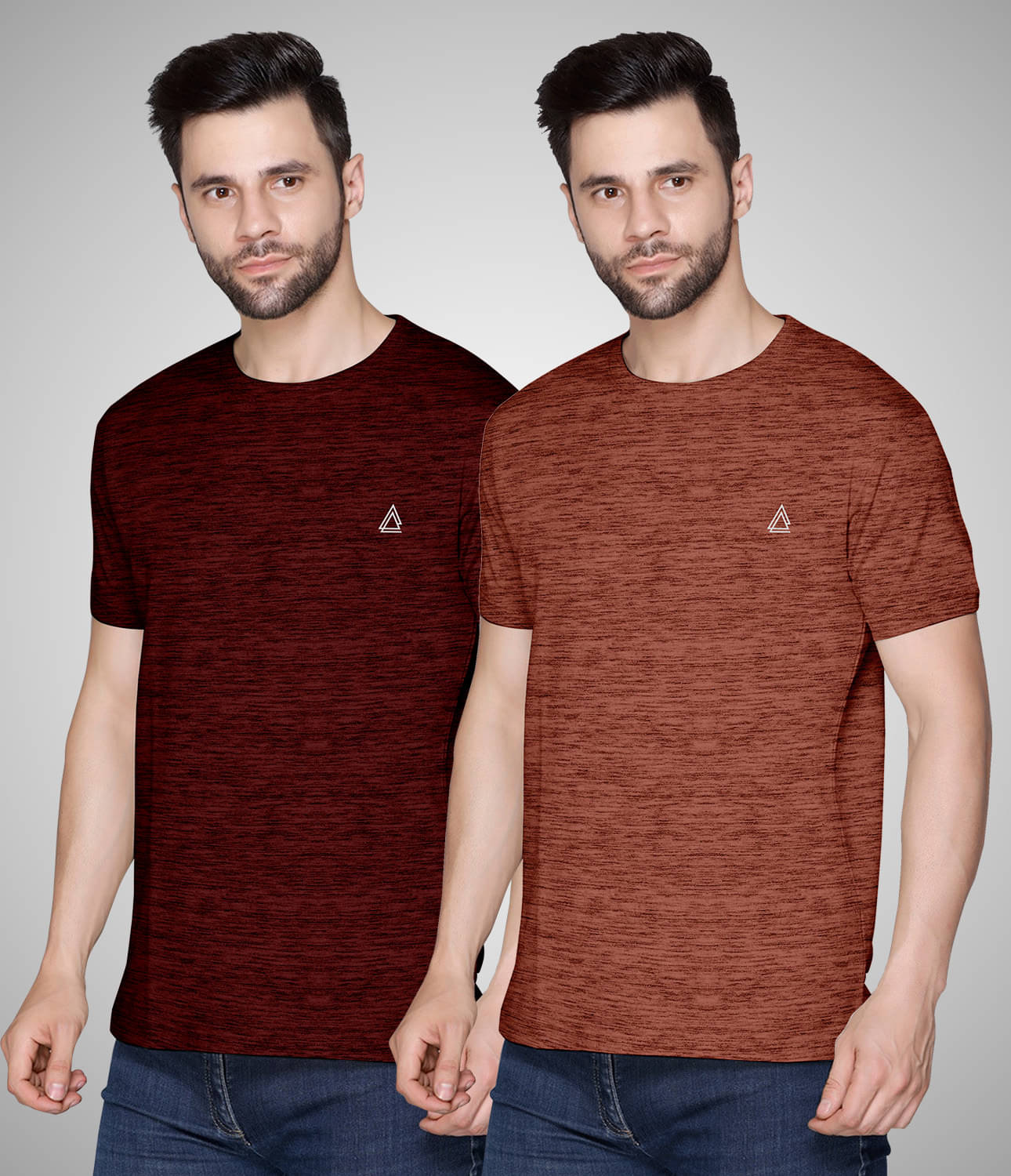     			FTX Polyester Regular Fit Self Design Half Sleeves Men's Round T-Shirt - Red ( Pack of 2 )