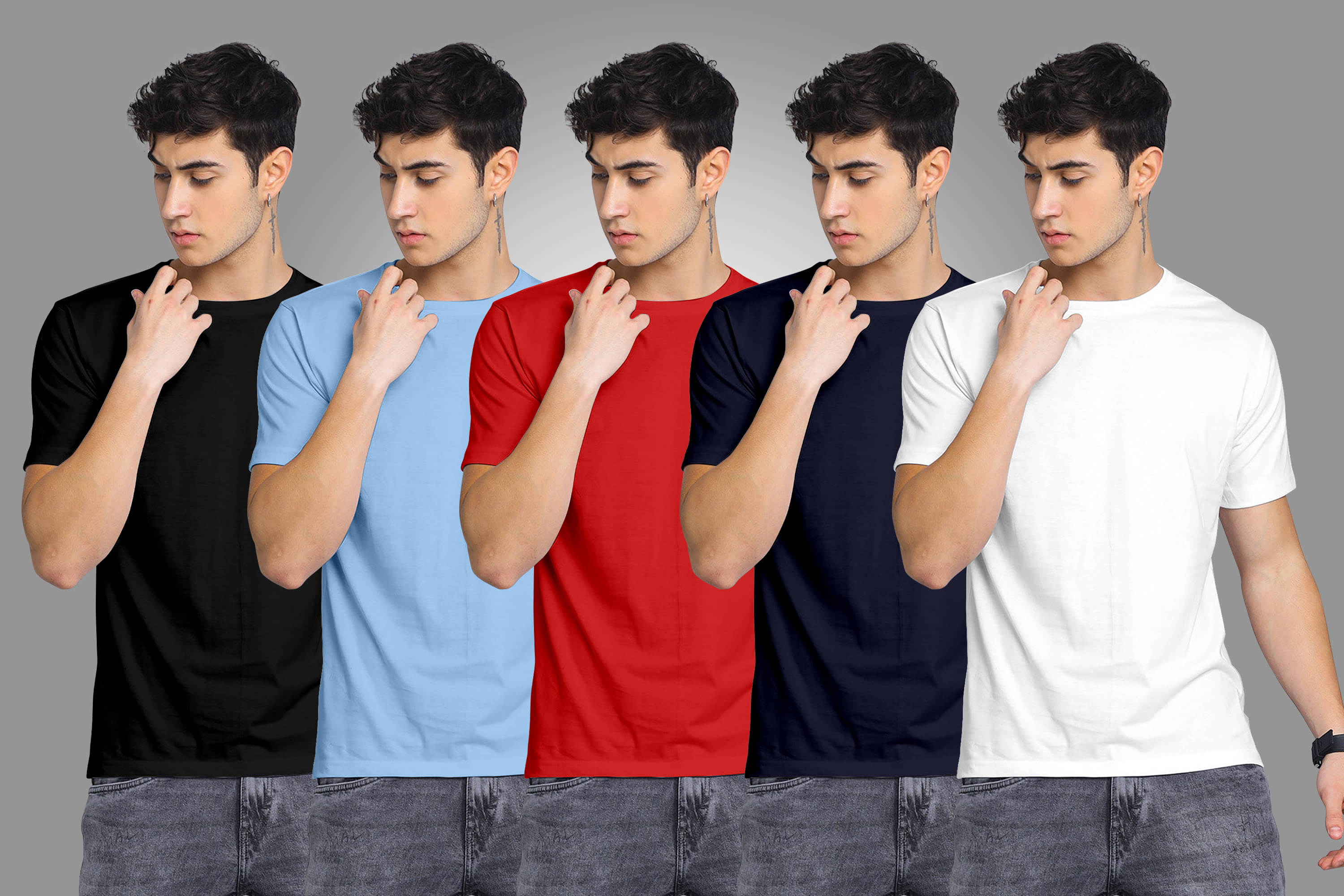 FTX Polyester Regular Fit Solid Half Sleeves Men's Round T-Shirt - Sky Blue ( Pack of 5 ) FTX Polyester Regular Fit Solid Half Sleeves Men's Round T-Shirt - Sky Blue ( Pack of 5 )