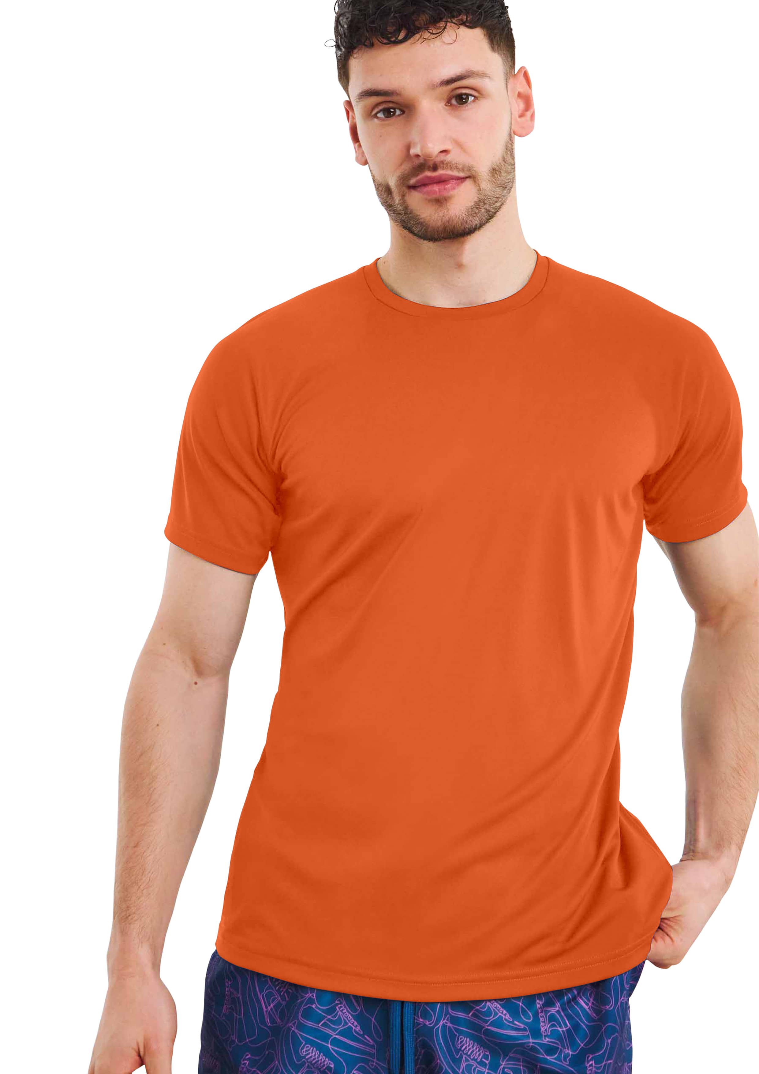 FTX Polyester Regular Fit Solid Half Sleeves Men's Round T-Shirt - Orange ( Pack of 1 )