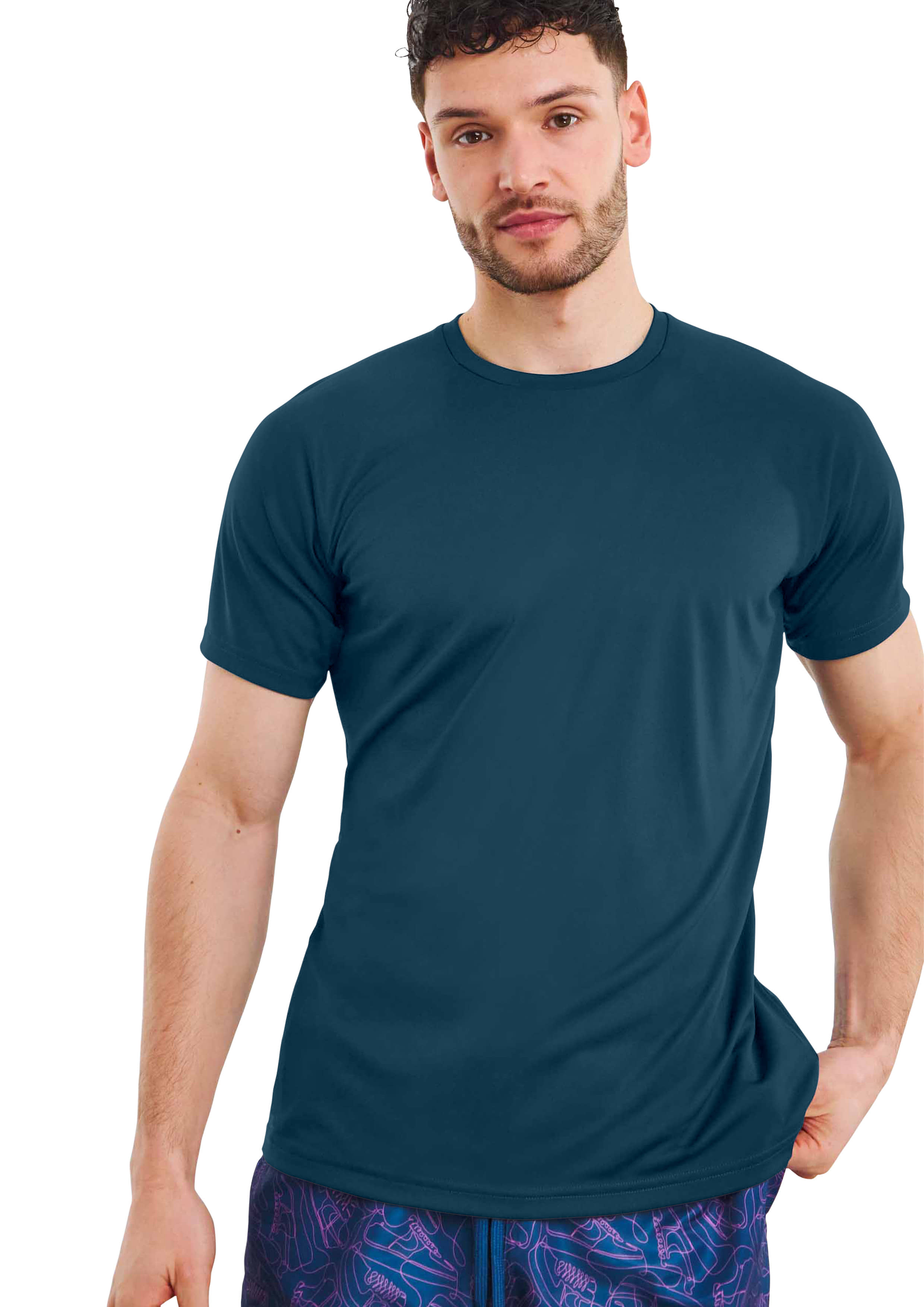 FTX Polyester Regular Fit Solid Half Sleeves Men's Round T-Shirt - Teal ( Pack of 1 )