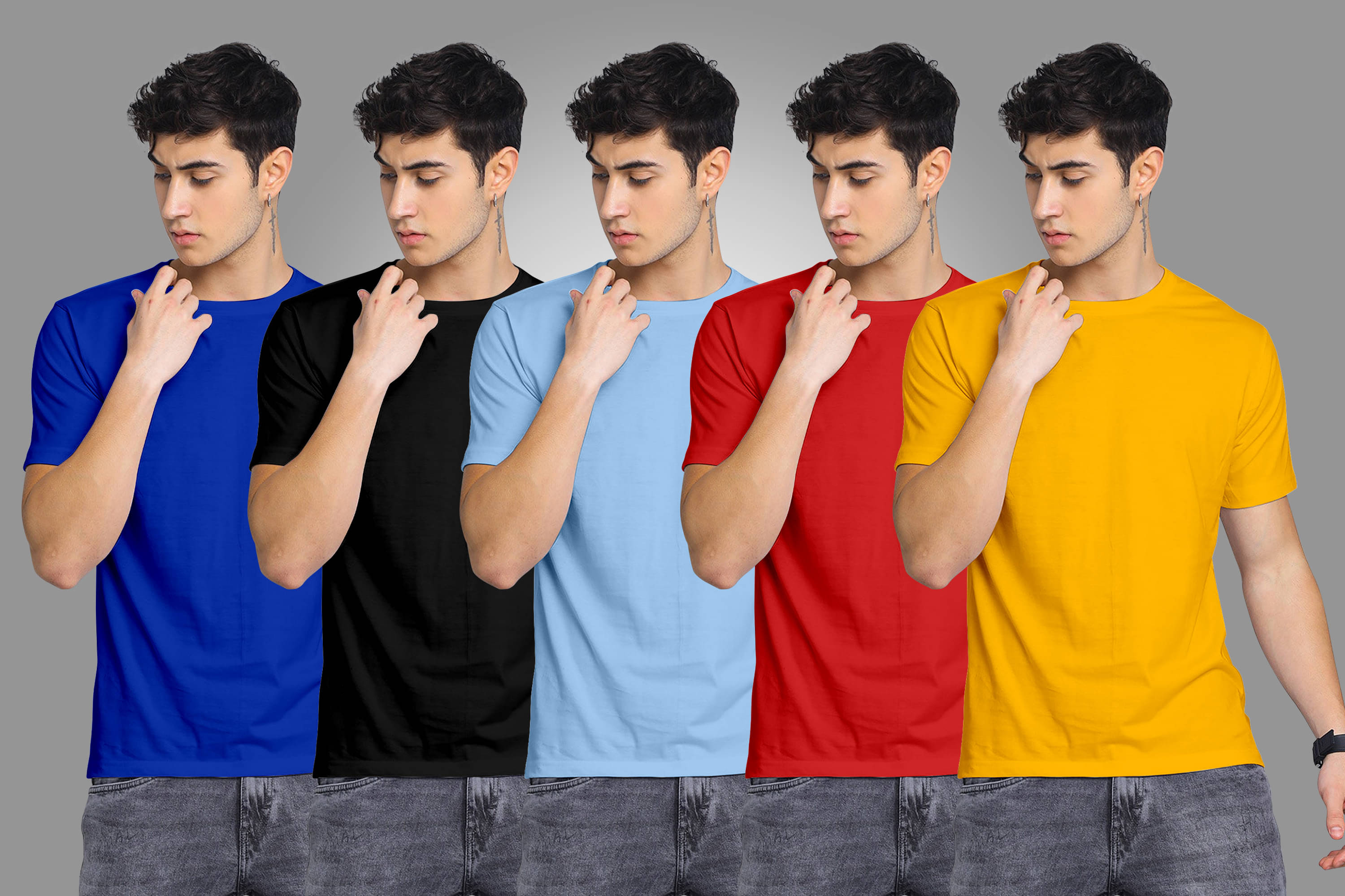 FTX Polyester Regular Fit Solid Half Sleeves Men's Round T-Shirt - Yellow ( Pack of 5 ) FTX Polyester Regular Fit Solid Half Sleeves Men's Round T-Shirt - Yellow ( Pack of 5 )
