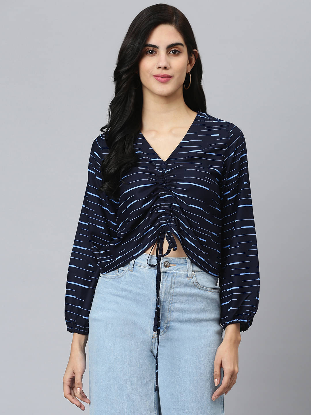     			Flamboyant Blue Viscose Rayon Women's Drawstring Top ( Pack of 1 )