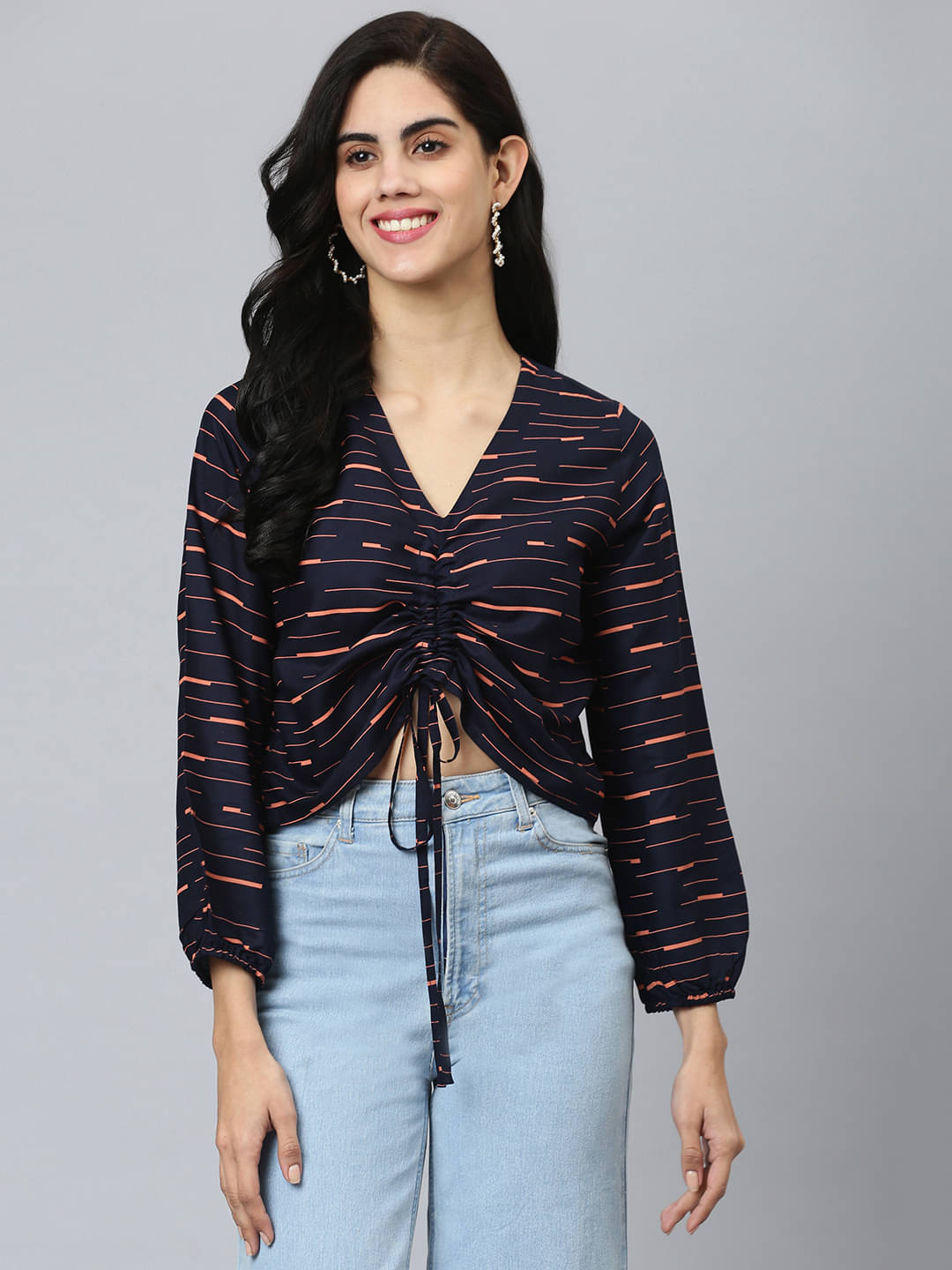     			Flamboyant Orange Viscose Rayon Women's Drawstring Top ( Pack of 1 )
