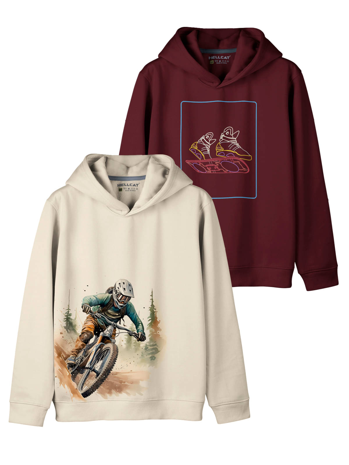     			HELLCAT Pack of 2 Girls Cotton Blend Sweatshirt ( Burgundy )