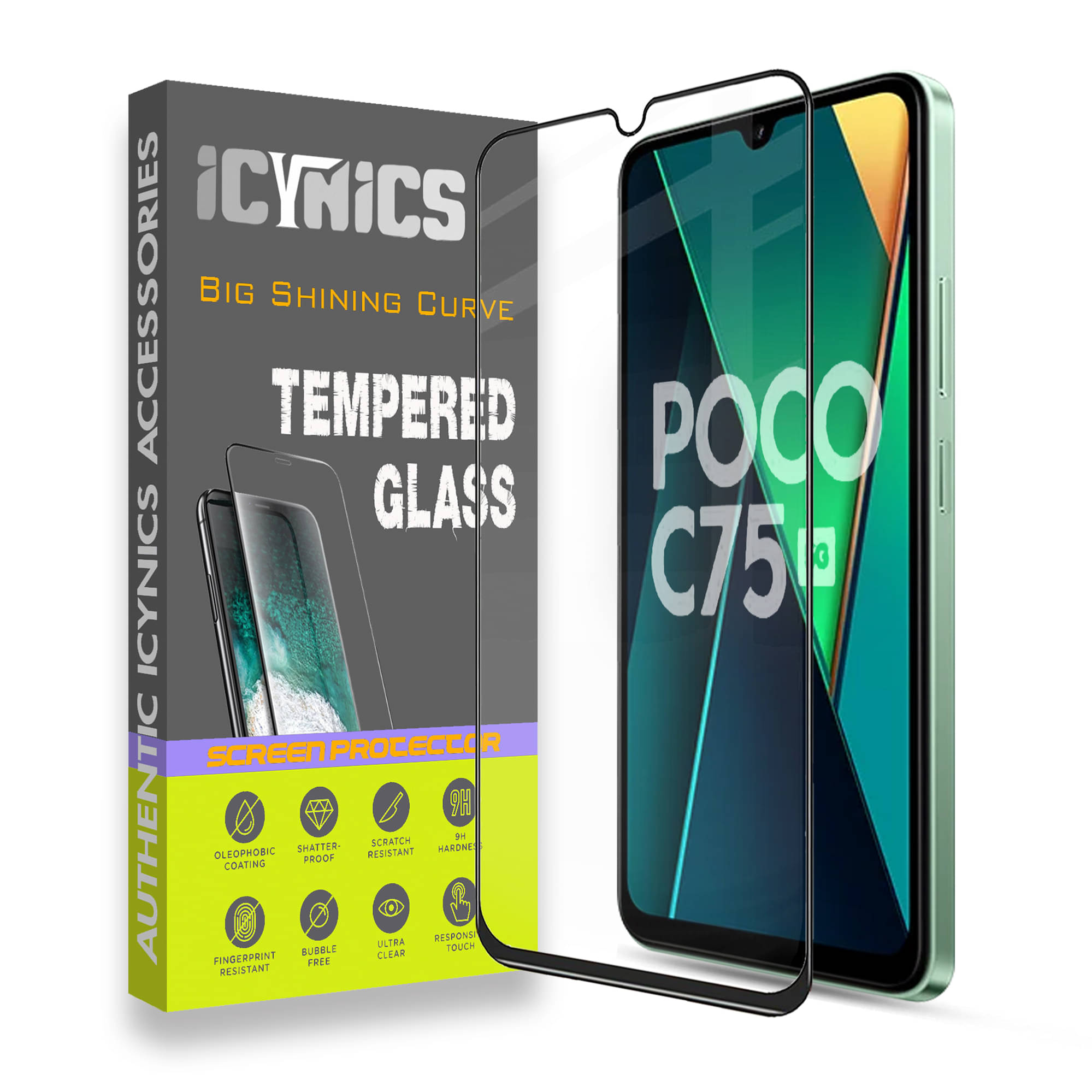     			Icynics Tempered Glass Compatible For Poco C75 5G ( Pack of 1 )