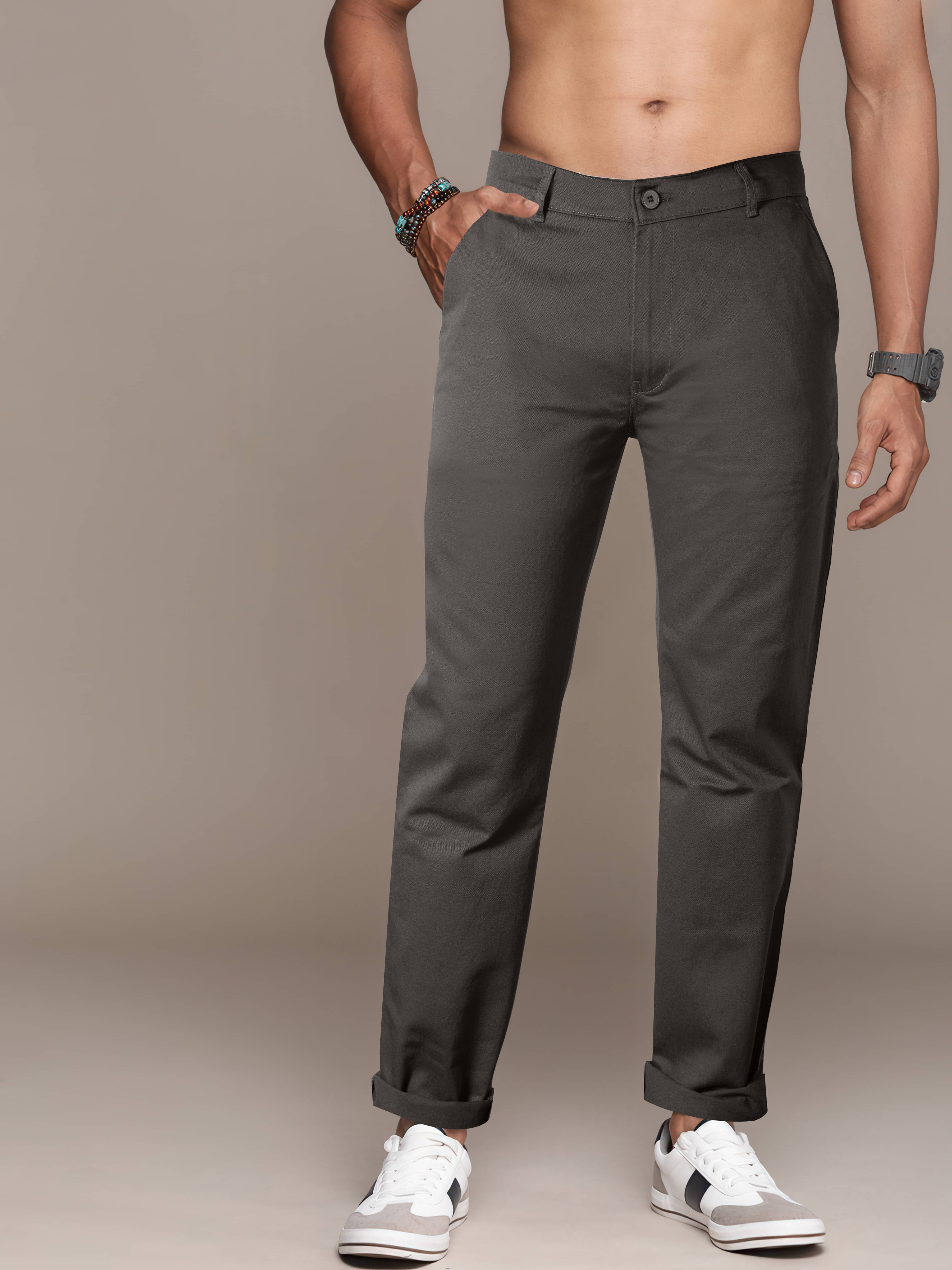     			JB JUST BLACK Regular Flat Men's Chinos - Dark Grey ( Pack of 1 )