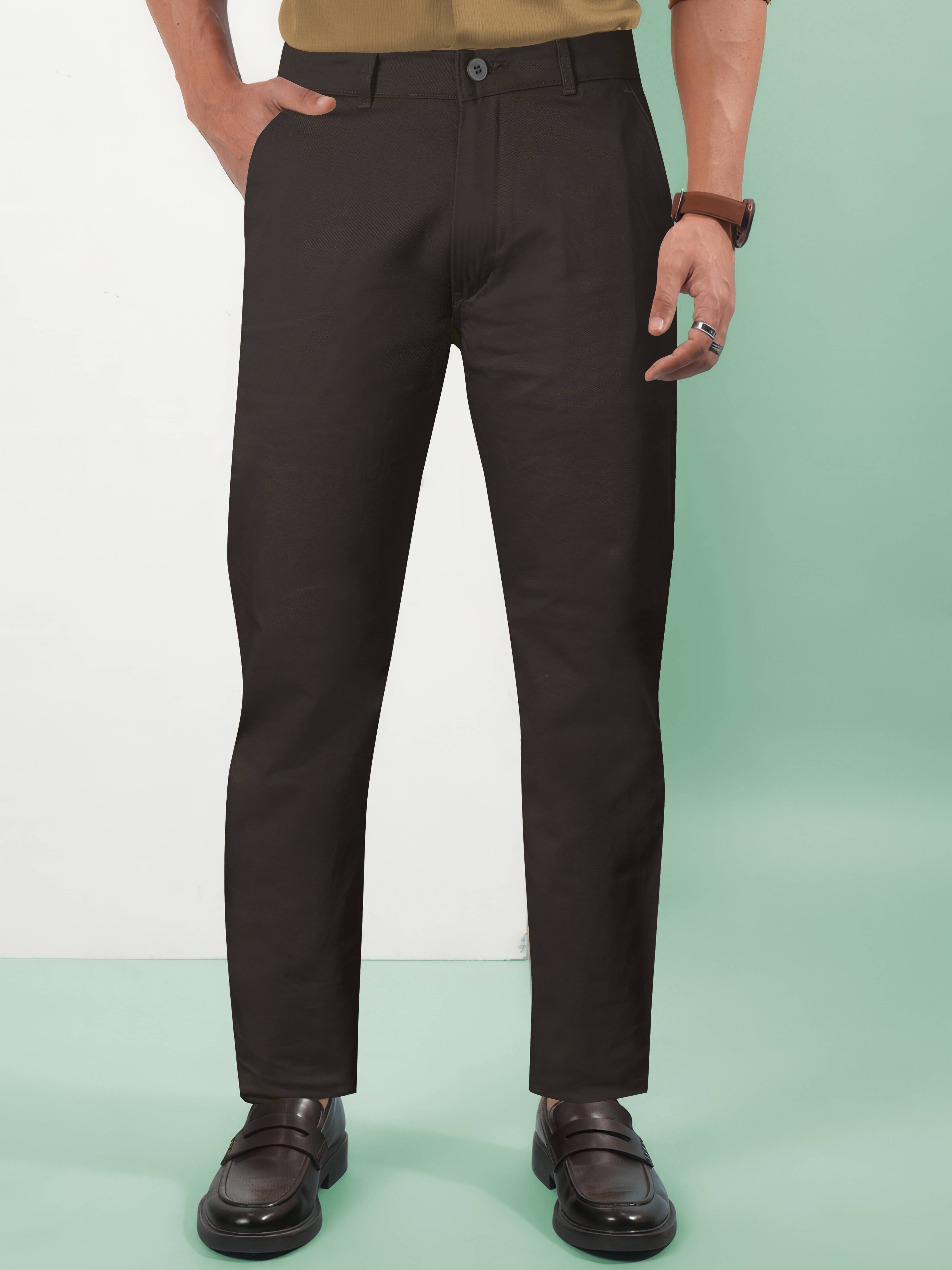     			JB JUST BLACK Regular Flat Men's Chinos - Coffee ( Pack of 1 )