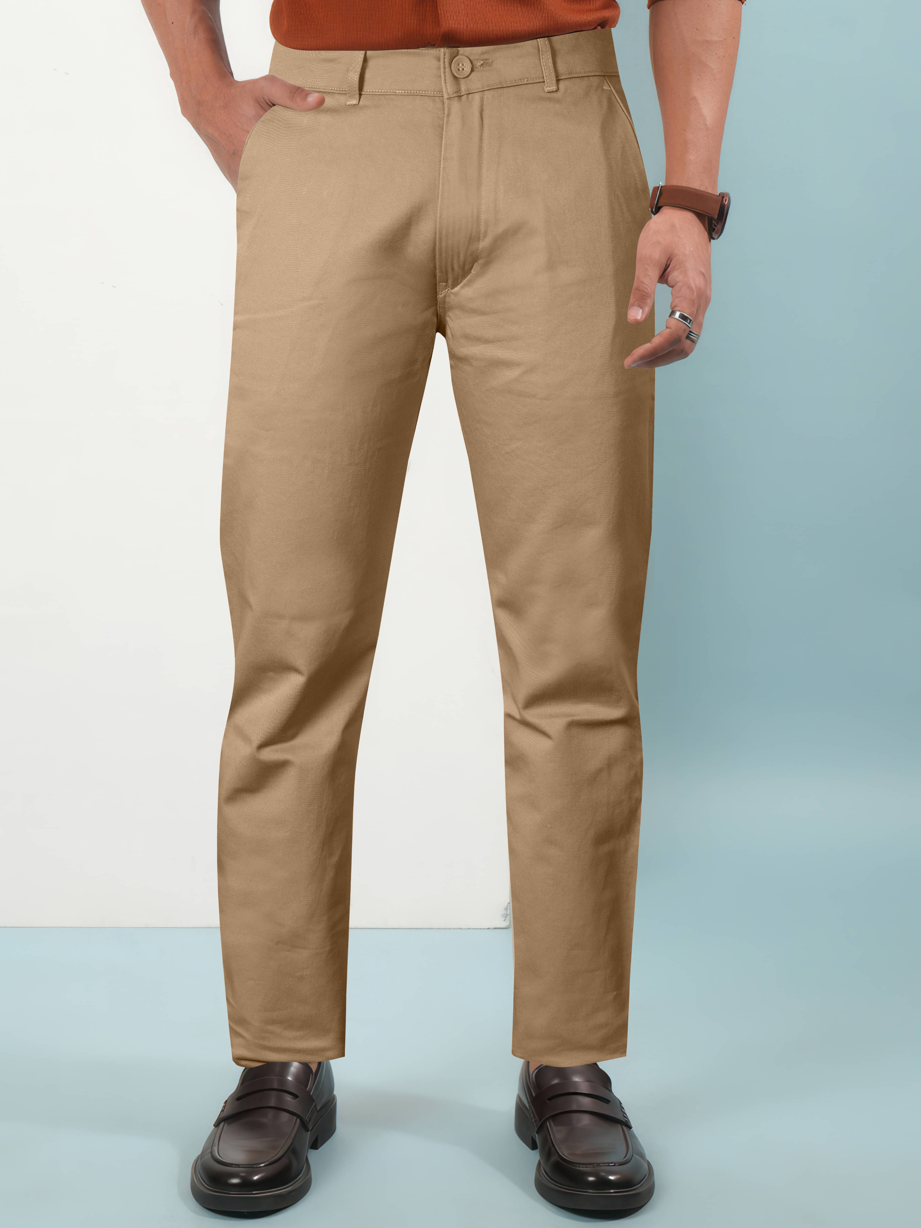     			JB JUST BLACK Regular Flat Men's Chinos - Khaki ( Pack of 1 )