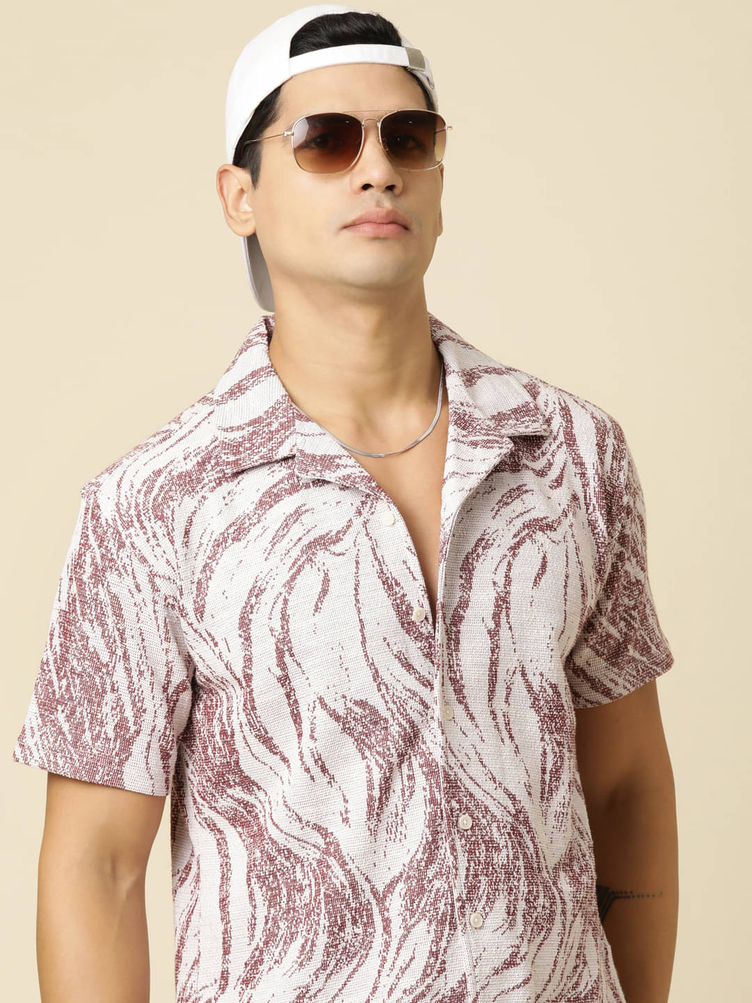     			Joven 100% Cotton Oversized Fit Printed Half Sleeves Men's Casual Shirt - Red ( Pack of 1 )
