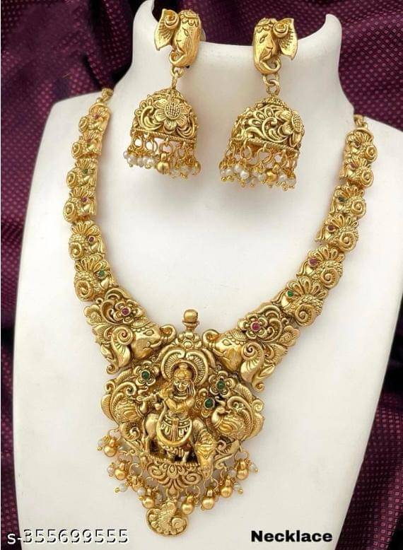     			KEYMAX Golden Alloy Necklace Set ( Pack of 1 )