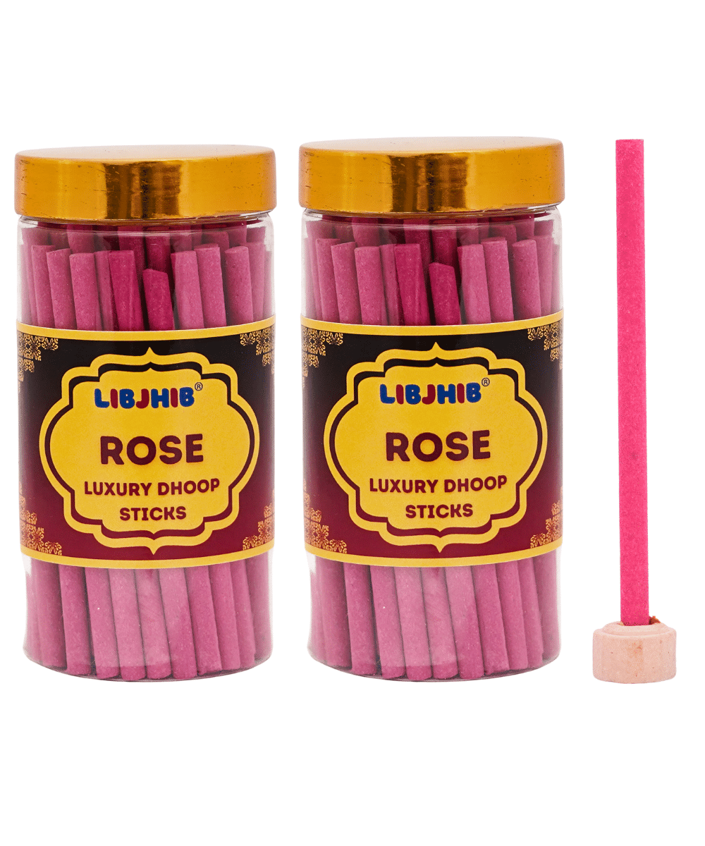     			Libjhib Incense Dhoop Sticks Rose 120 gm ( Pack of 2 )
