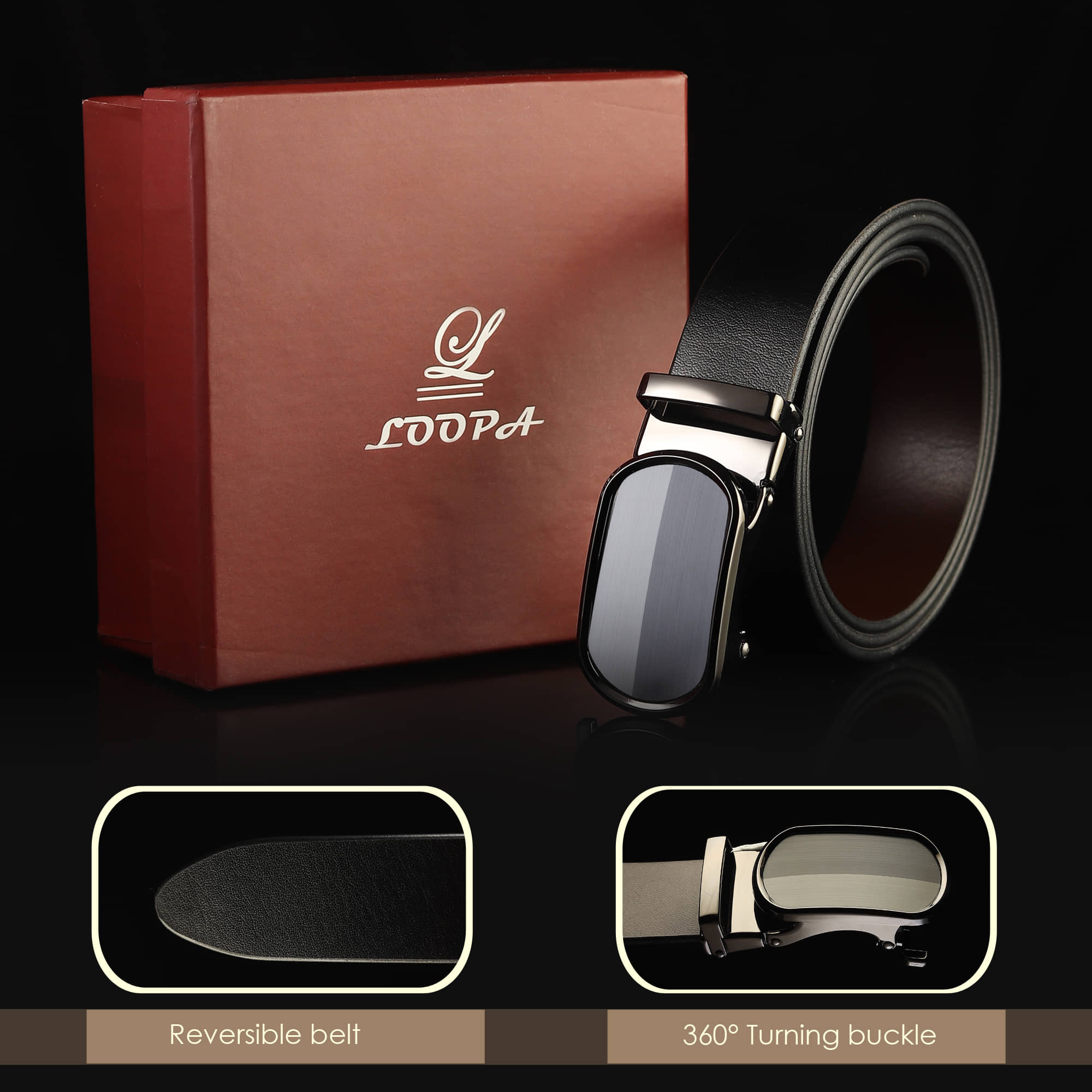 Loopa - Black 100% Leather Men's Formal Belt ( Pack of 1 )
