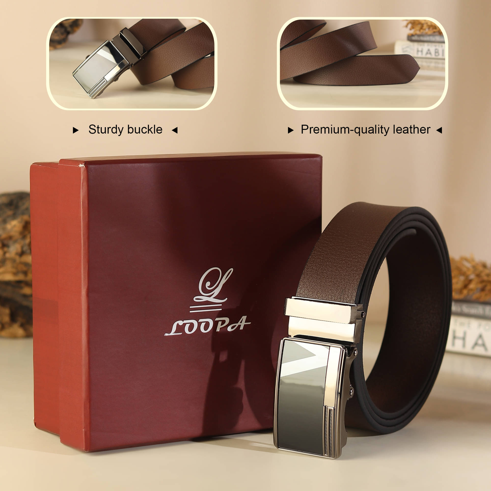     			Loopa - Brown 100% Leather Men's Formal Belt ( Pack of 1 )