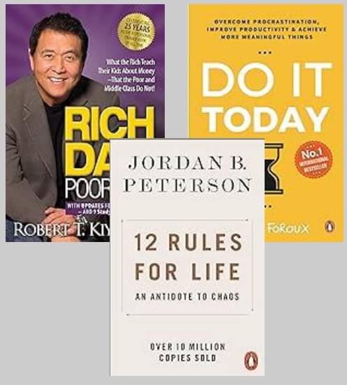     			Rich Dad Poor Dad + 12 Rules for Life + Do It Today