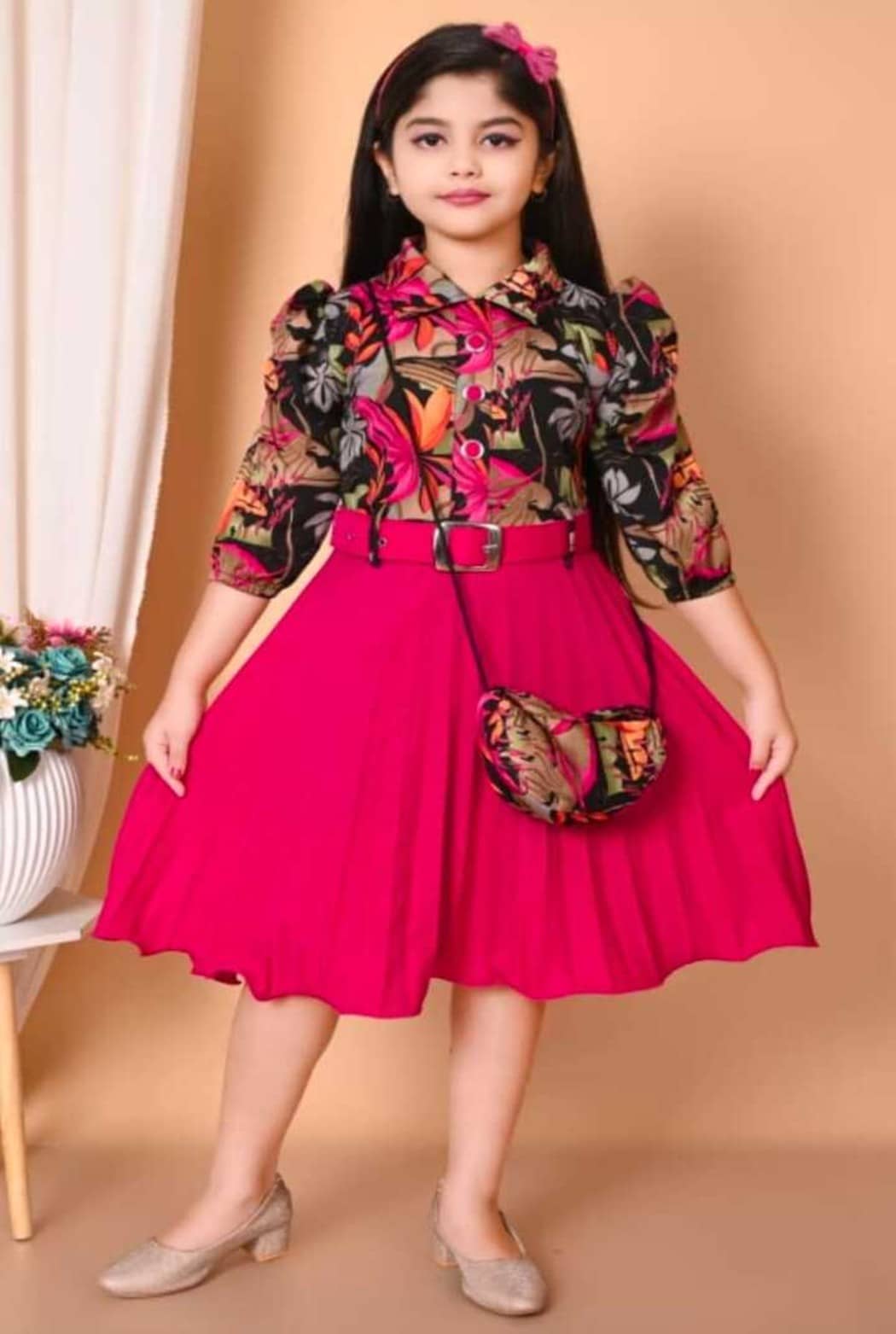 SM glob Cotton Blend Frock For Girls ( Pack of 1 , Pink )