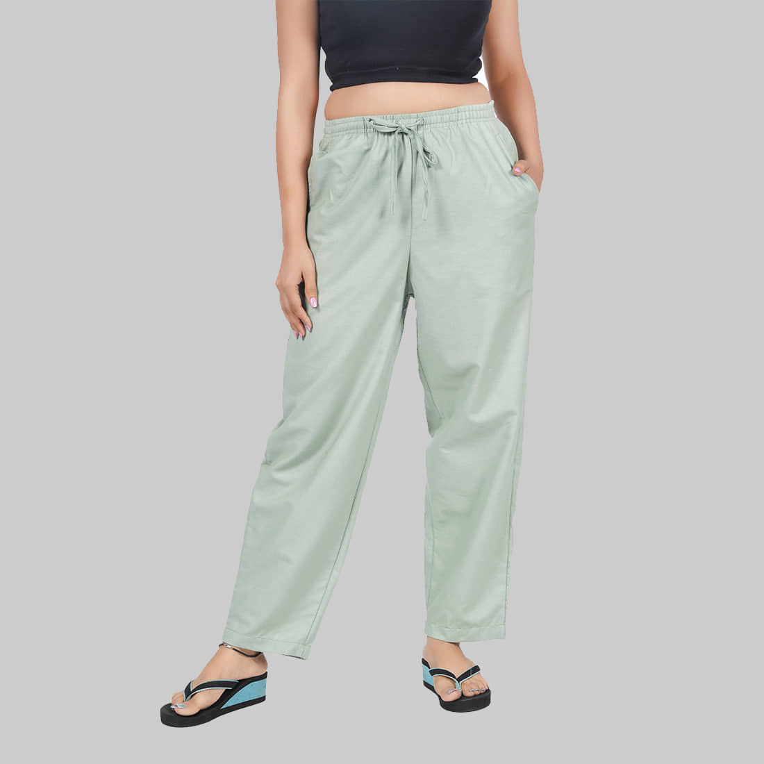 STYLE SHOES Pack of 1 Linen Regular Women's Formal Pants ( Mint Green )