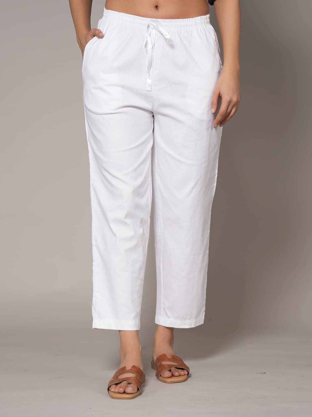     			STYLE SHOES Pack of 1 Linen Regular Women's Formal Pants ( White )
