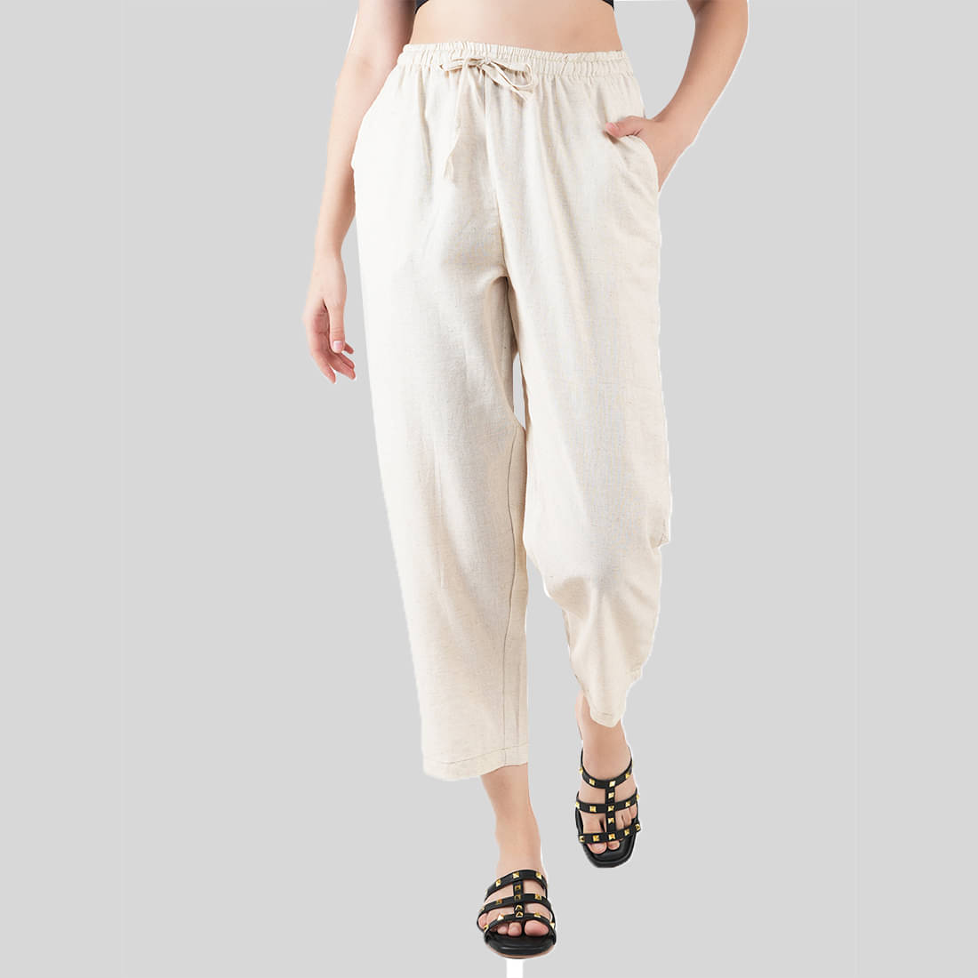     			STYLE SHOES Pack of 1 Linen Regular Women's Formal Pants ( Cream )