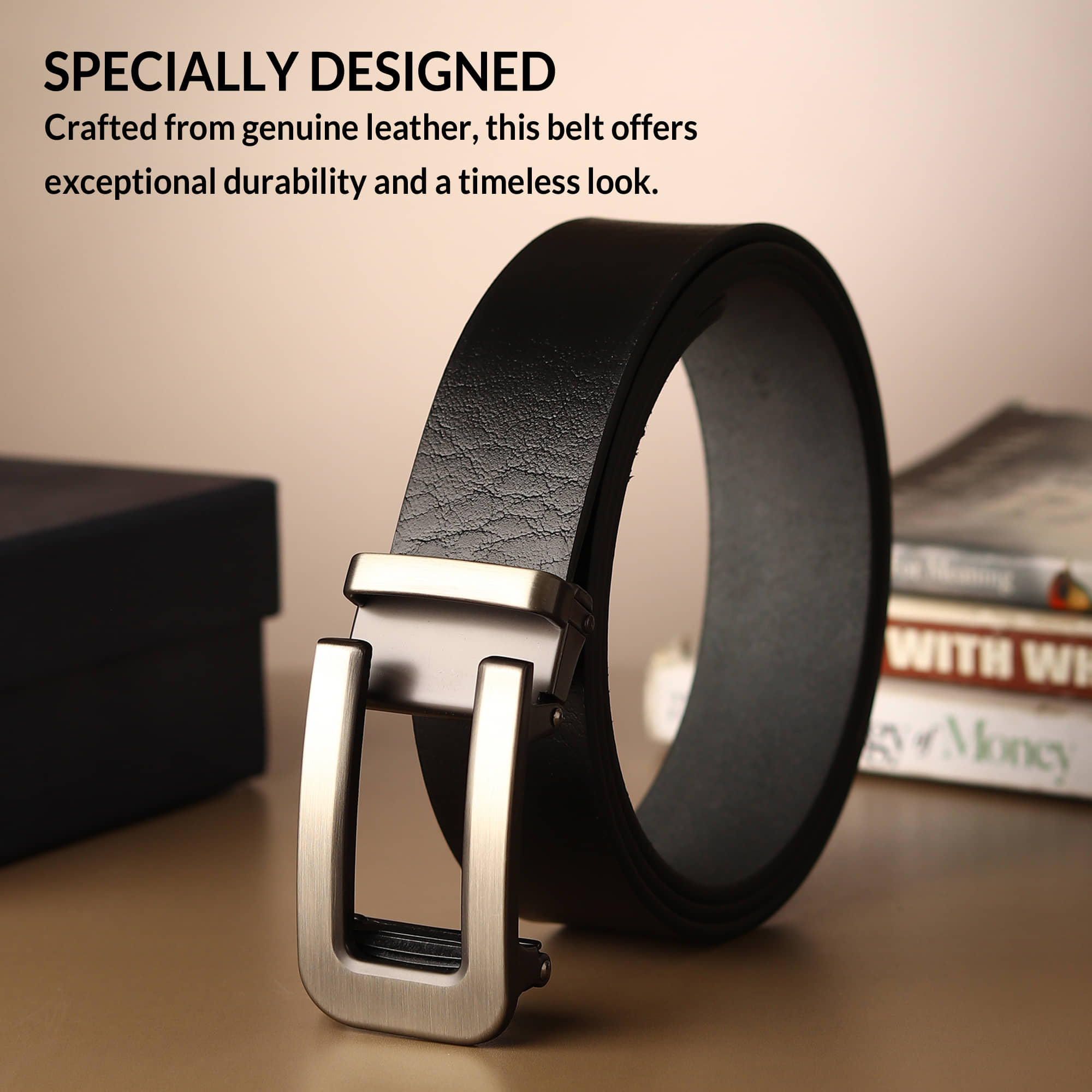 SUNSHOPPING - Black 100% Leather Men's Formal Belt ( Pack of 1 )